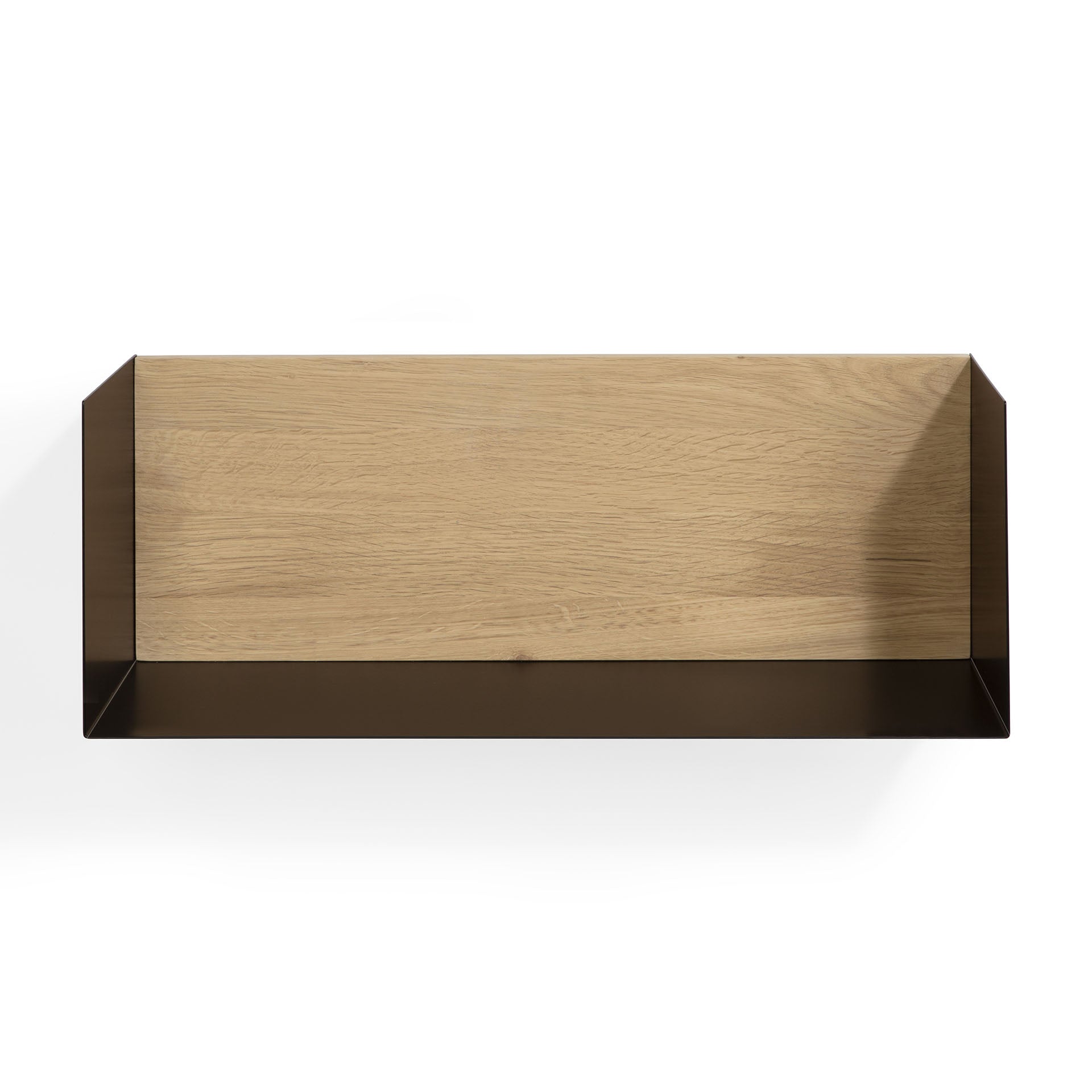 Solid Oak U Shelf with Black Metal, 22"