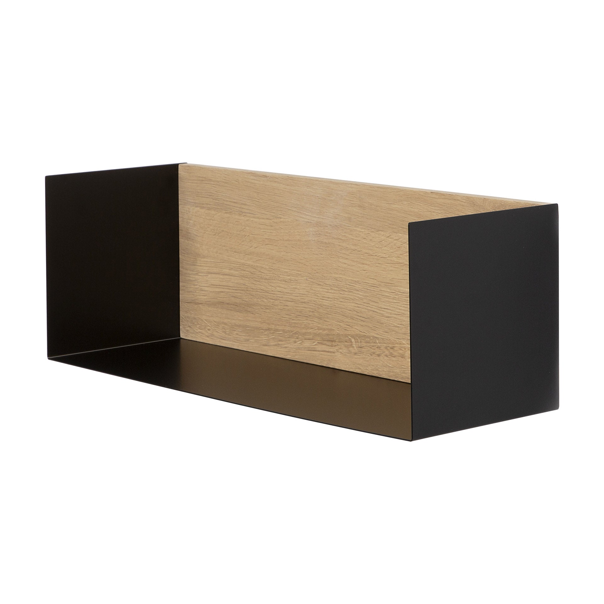 Solid Oak U Shelf with Black Metal, 22"