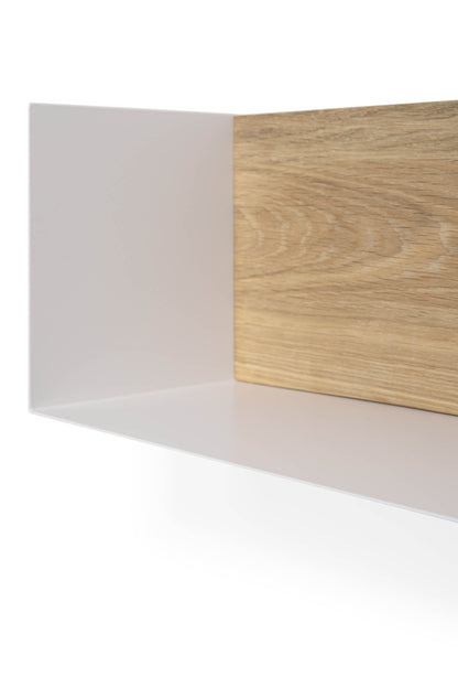 Solid Oak U Shelf with White Metal, 22&quot;