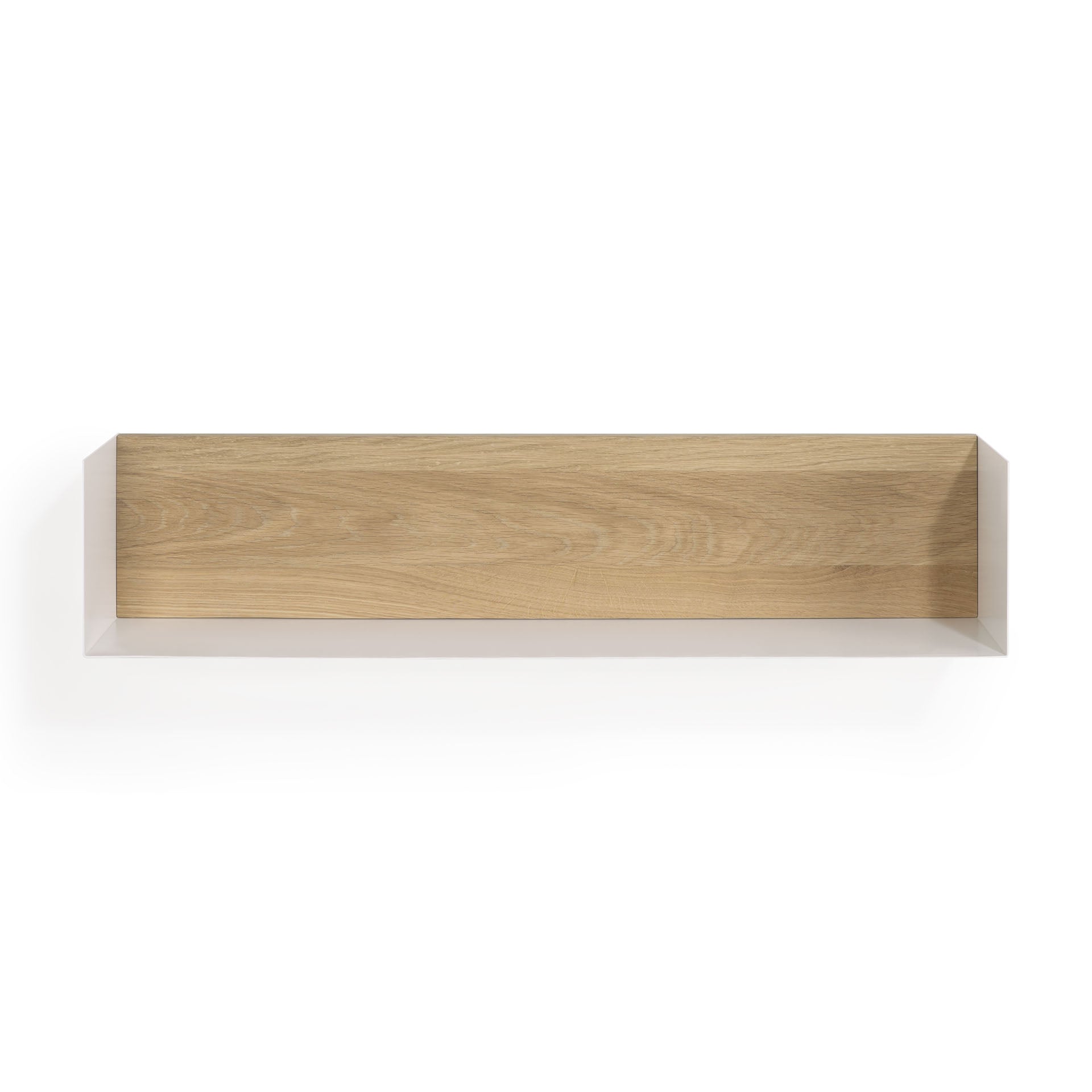 Solid Oak U Shelf with White Metal, 28"