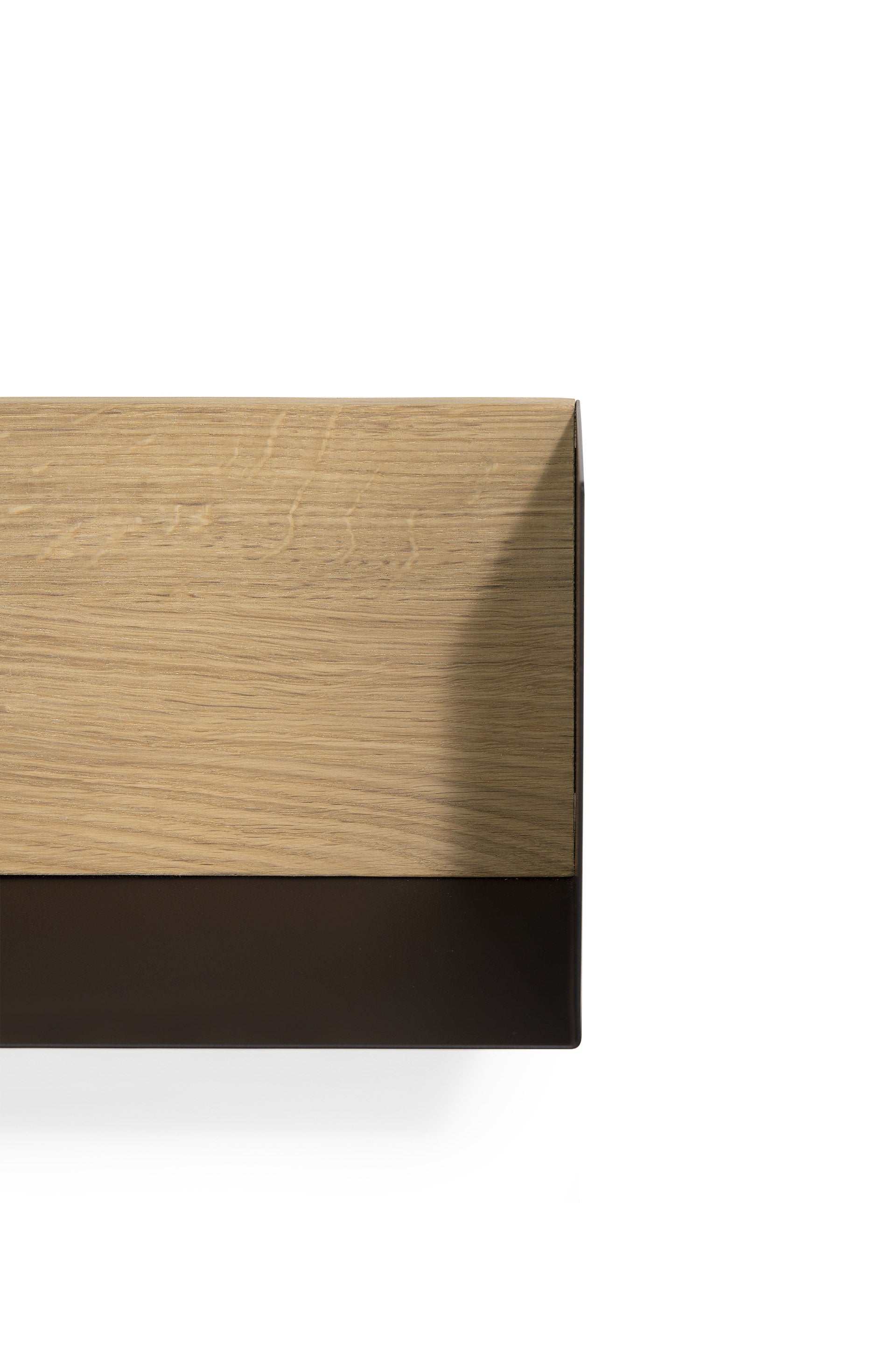 Solid Oak U Shelf with Black Metal, 22"