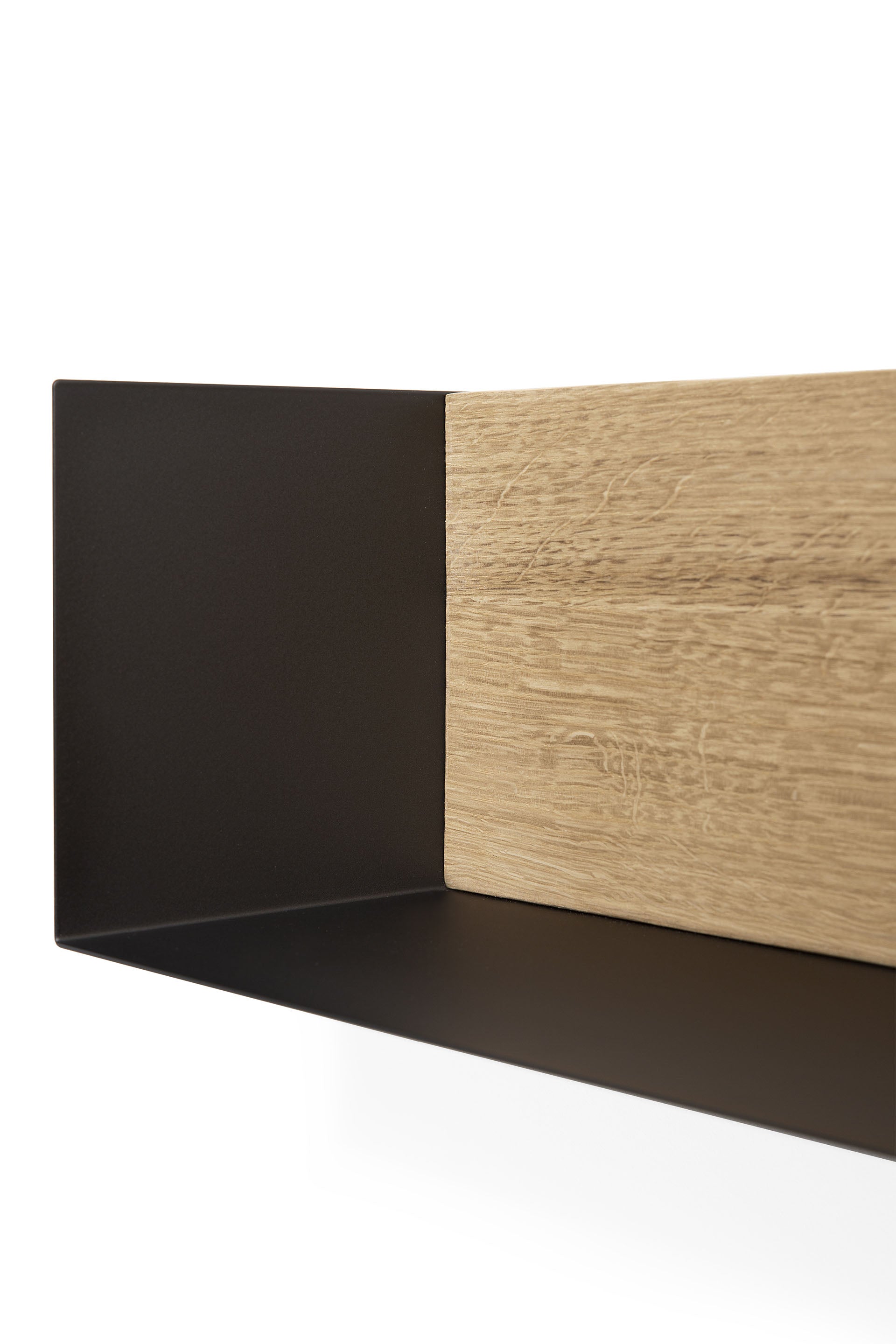 Solid Oak U Shelf with Black Metal, 28"