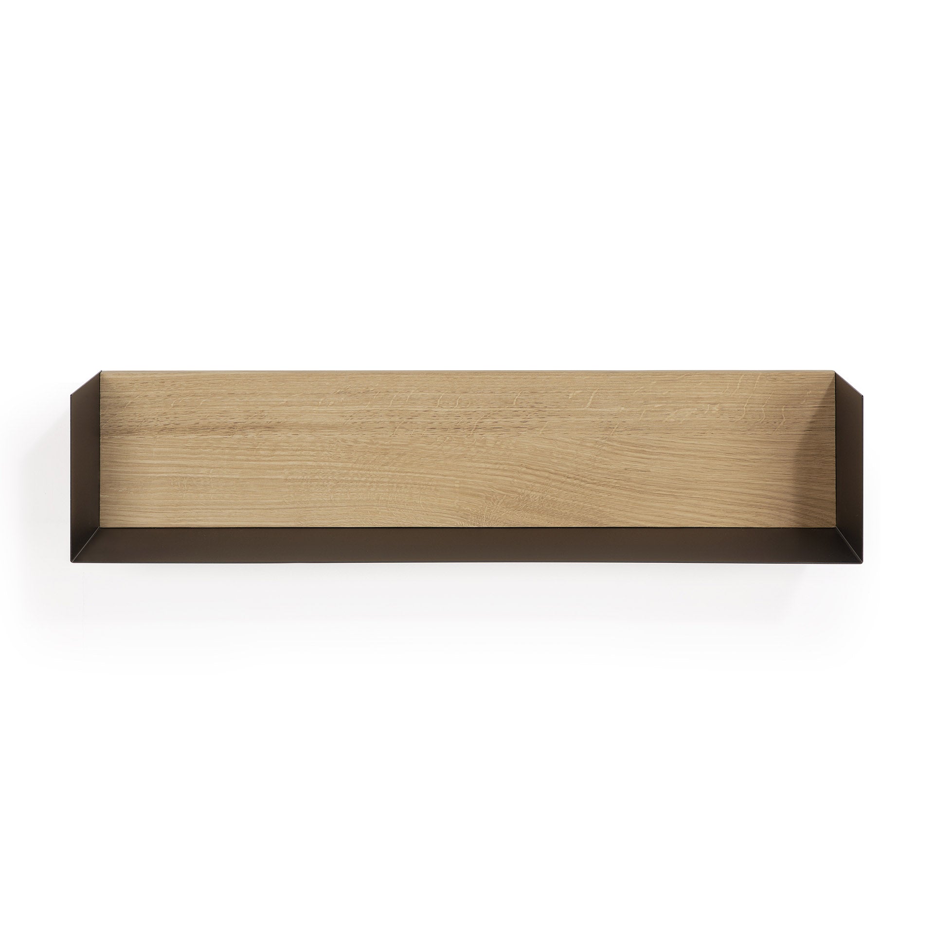 Solid Oak U Shelf with Black Metal, 28"
