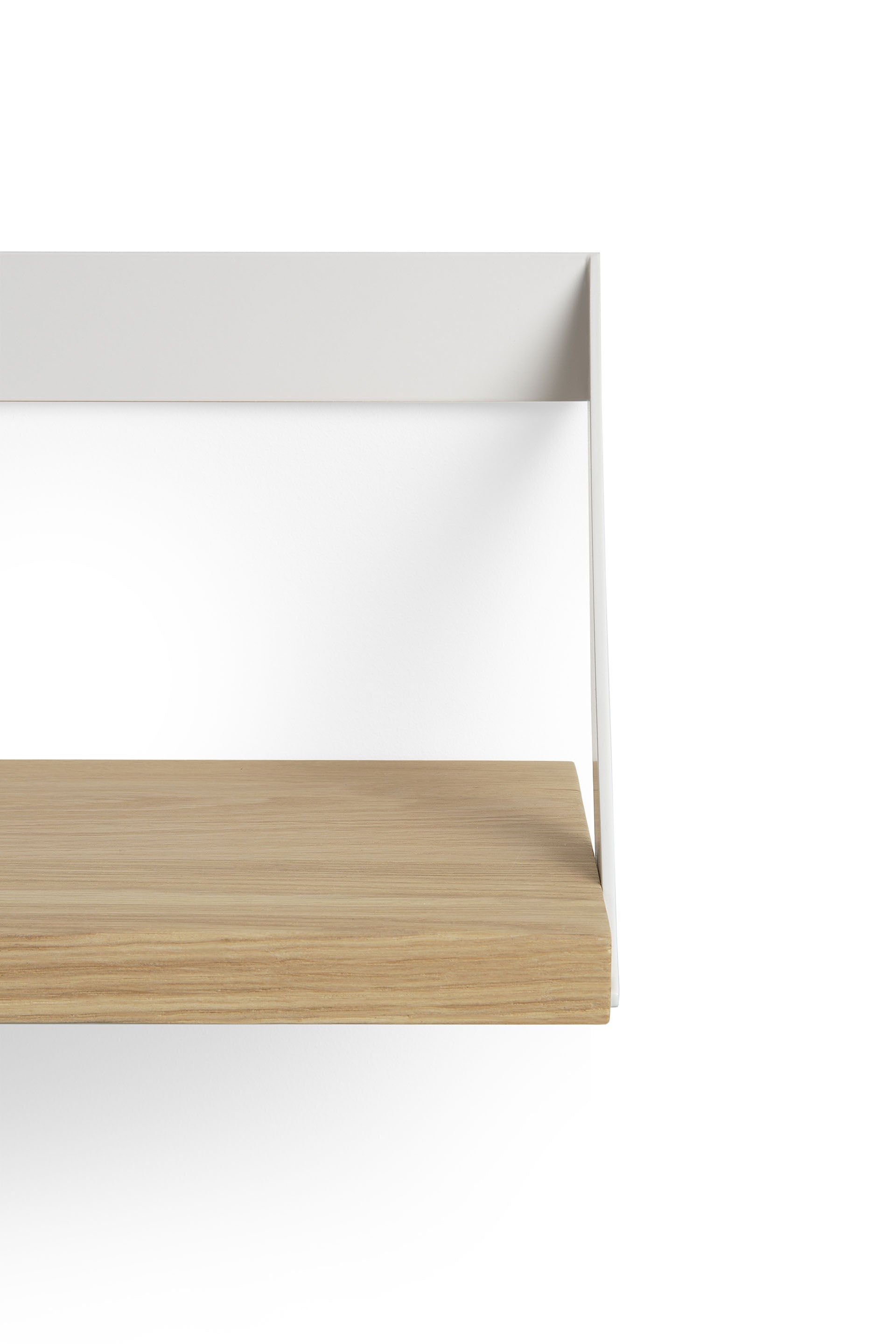 Ribbon Solid Oak Shelf with White Metal, 27.5"