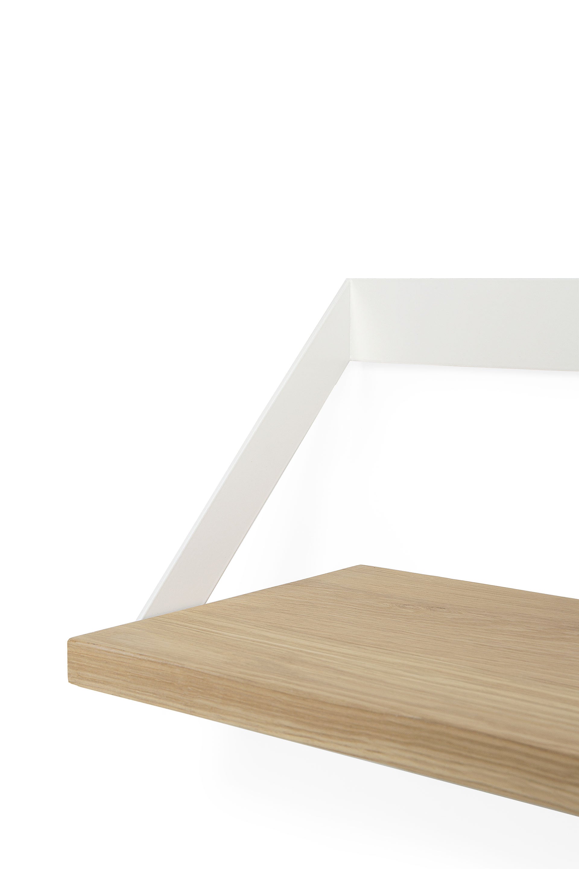 Ribbon Solid Oak Shelf with White Metal, 27.5"