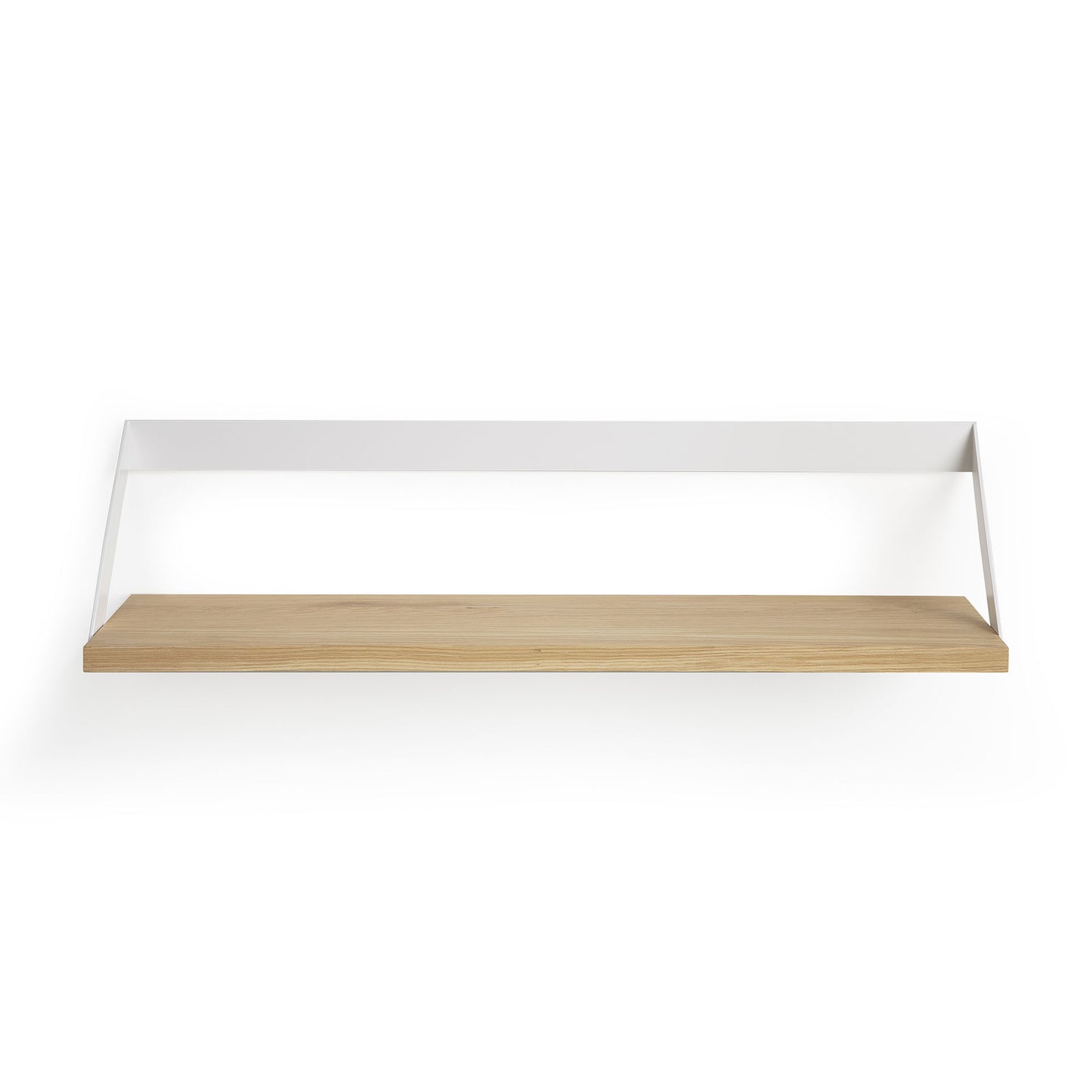 Ribbon Solid Oak Shelf with White Metal, 27.5&quot;