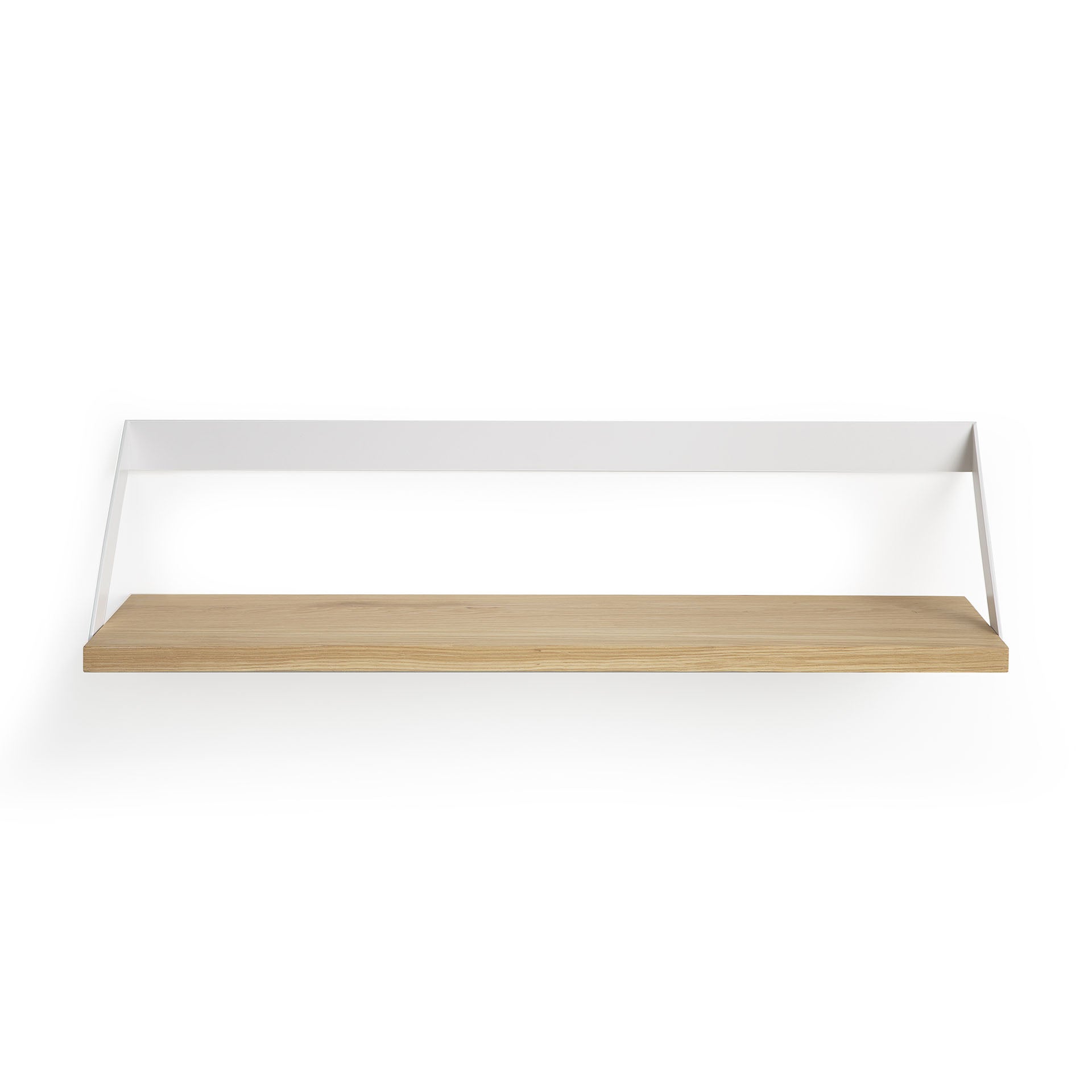 Ribbon Solid Oak Shelf with White Metal, 27.5"
