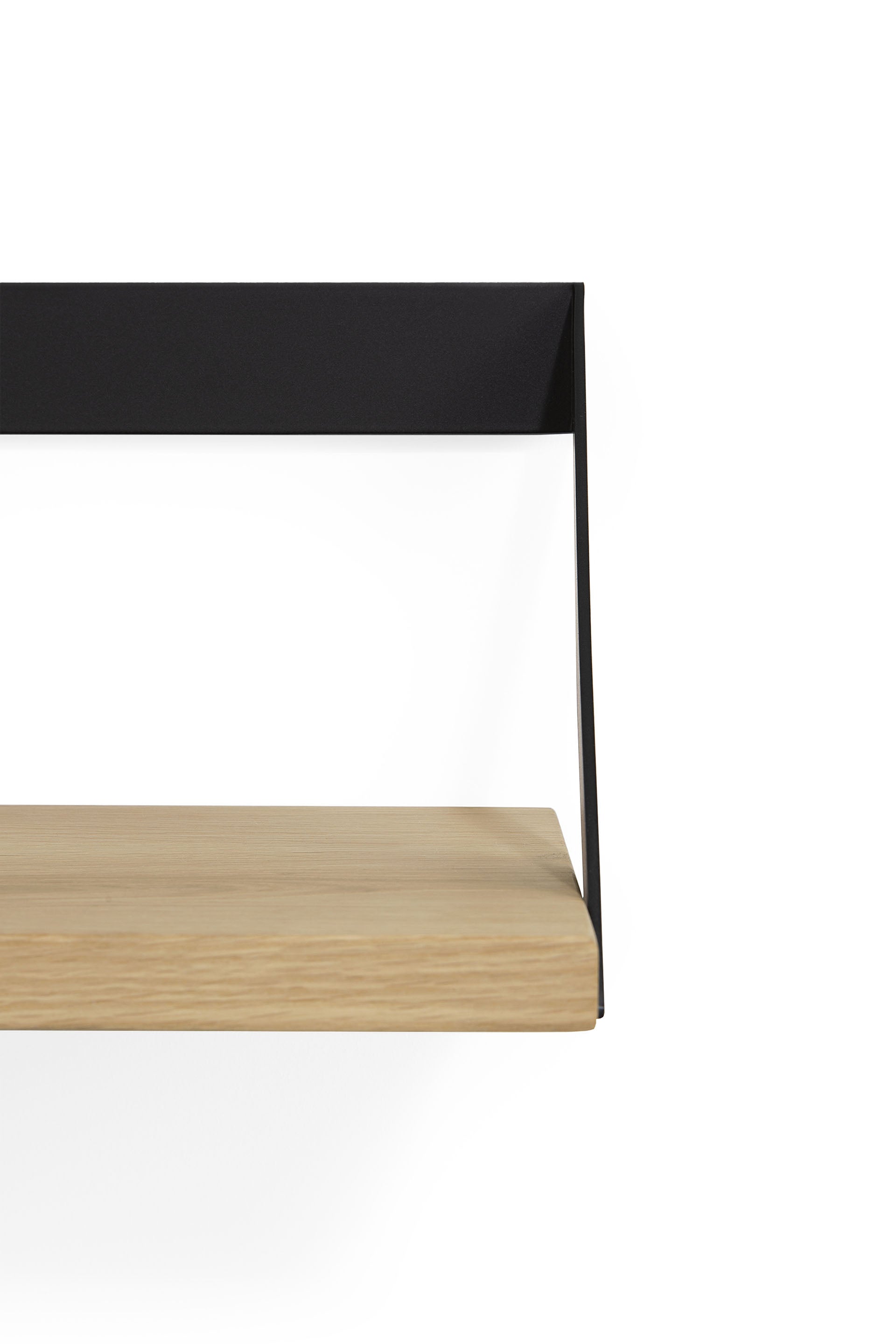 Ribbon Solid Oak Shelf with Black Metal, 27.5"