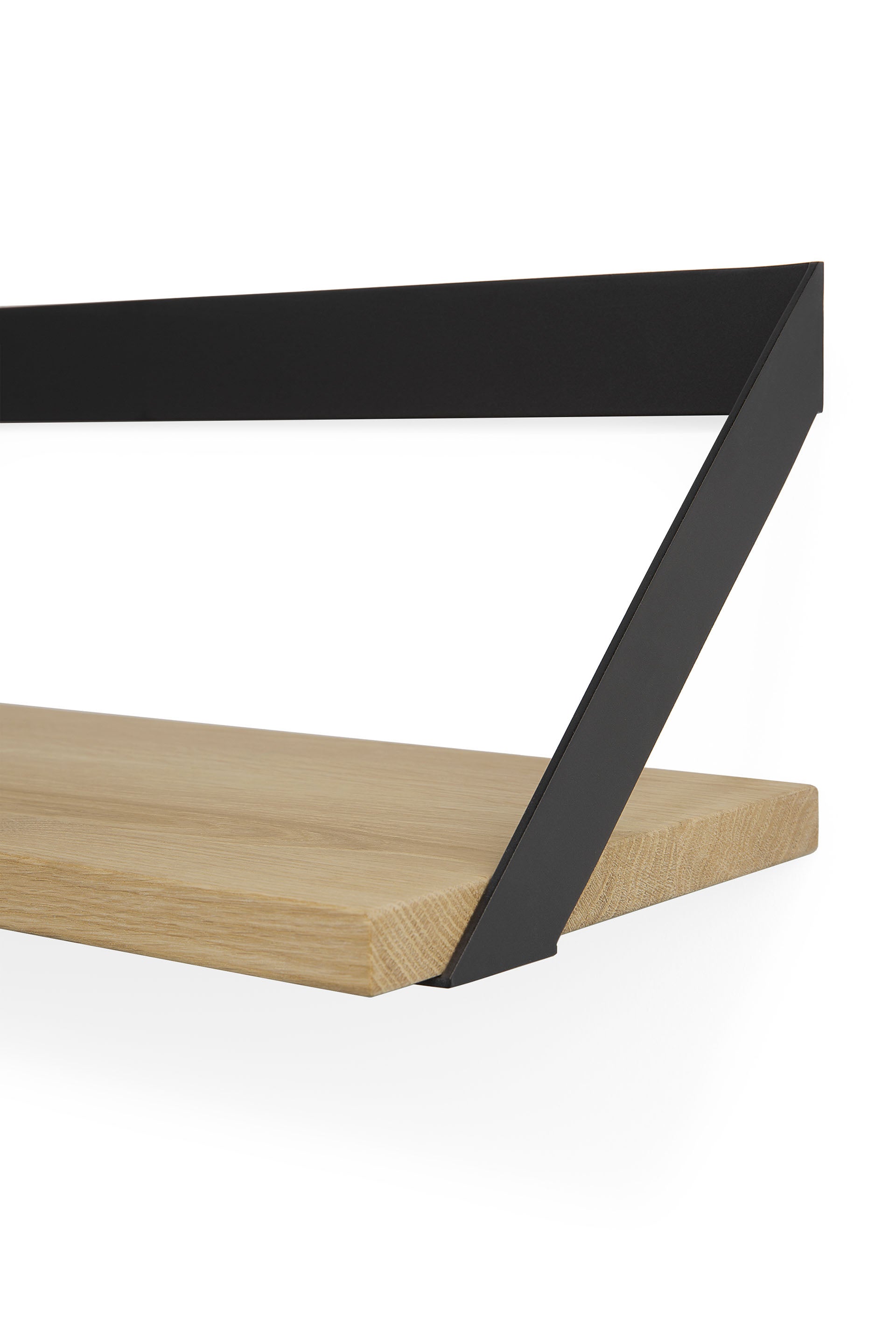 Ribbon Solid Oak Shelf with Black Metal, 27.5"