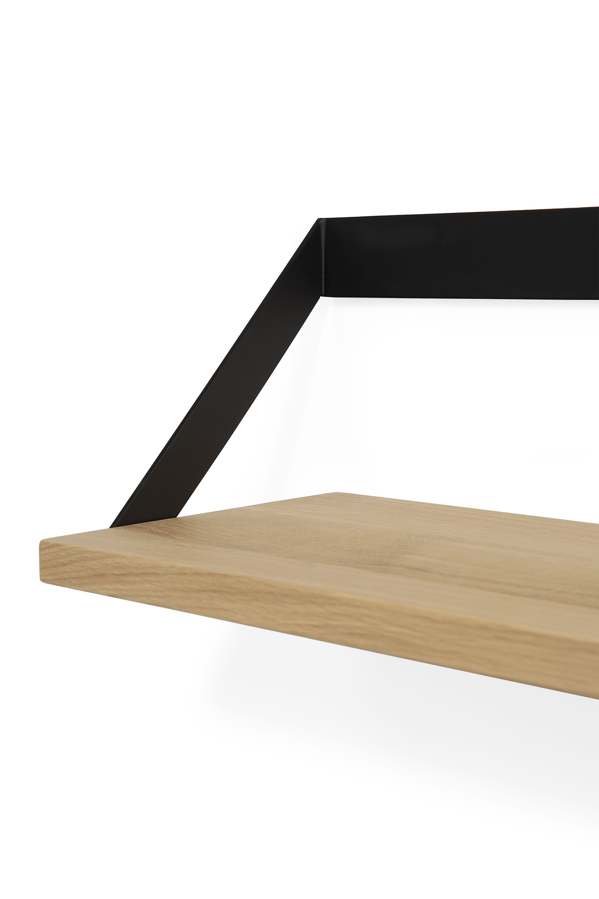 Ribbon Solid Oak Shelf with Black Metal, 27.5"
