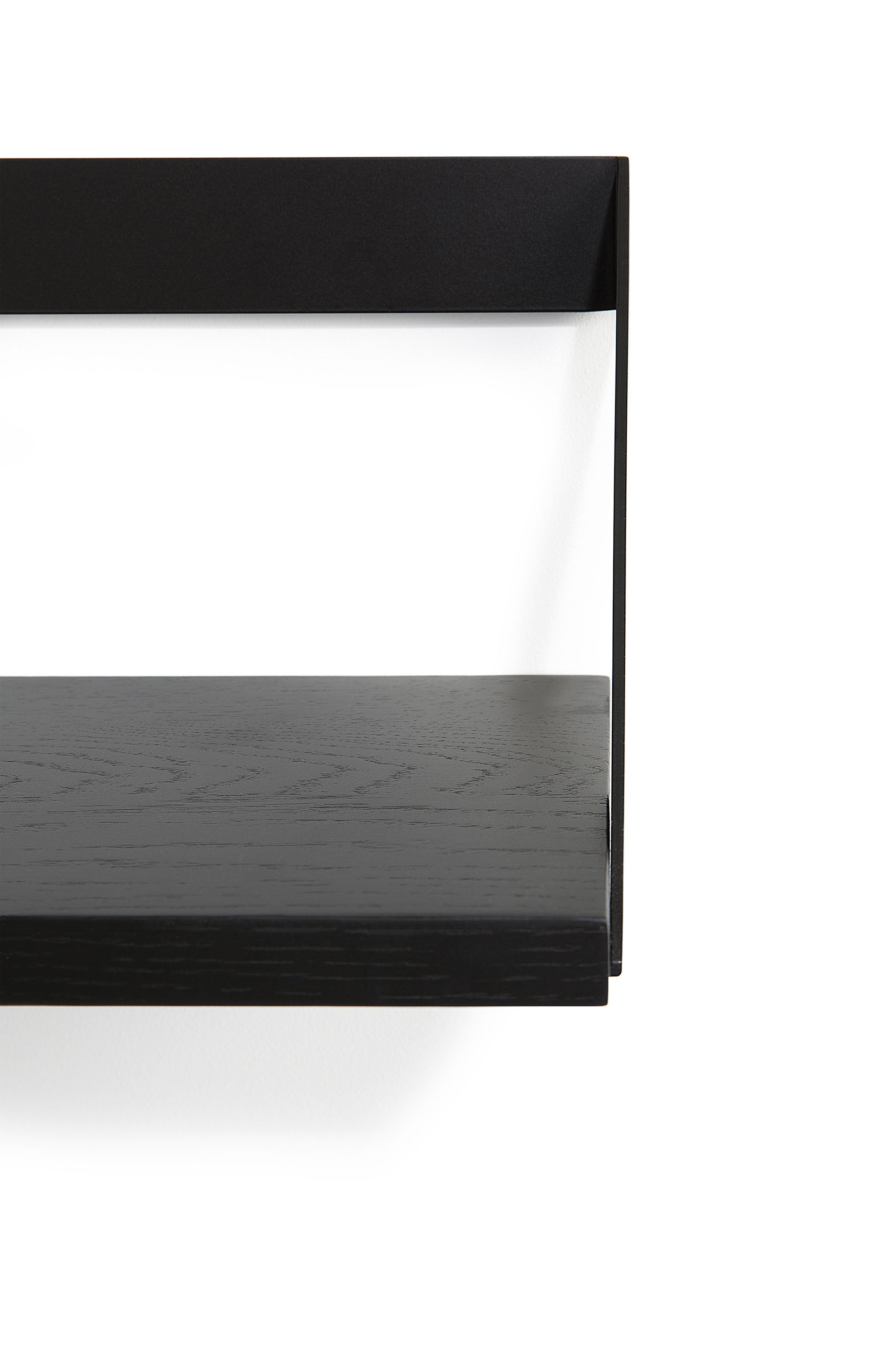 Ribbon Solid Black Oak Shelf with Black Metal, 55"
