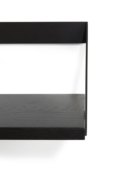 Ribbon Solid Black Oak Shelf with Black Metal, 55&quot;