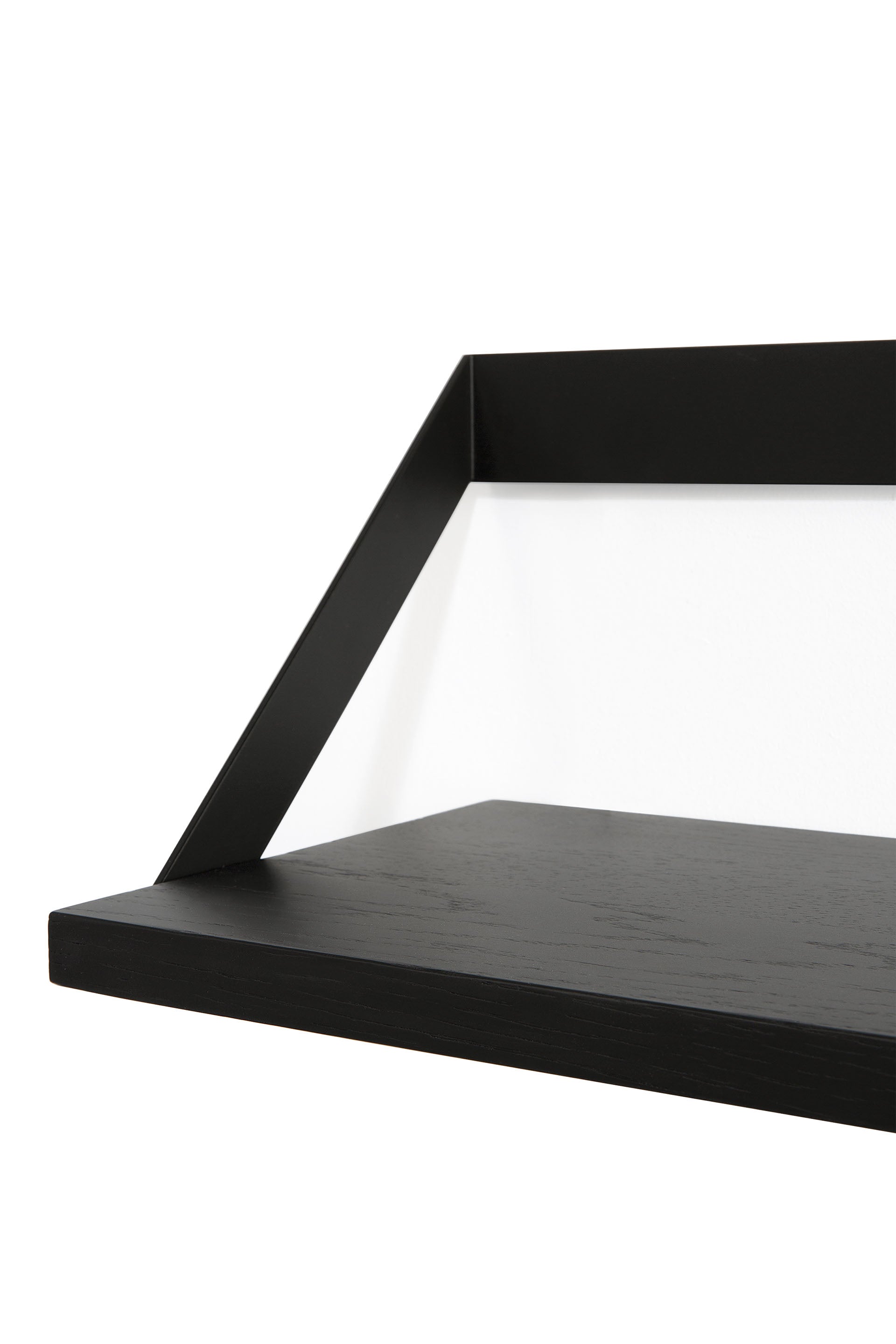 Ribbon Solid Black Oak Shelf with Black Metal, 55"