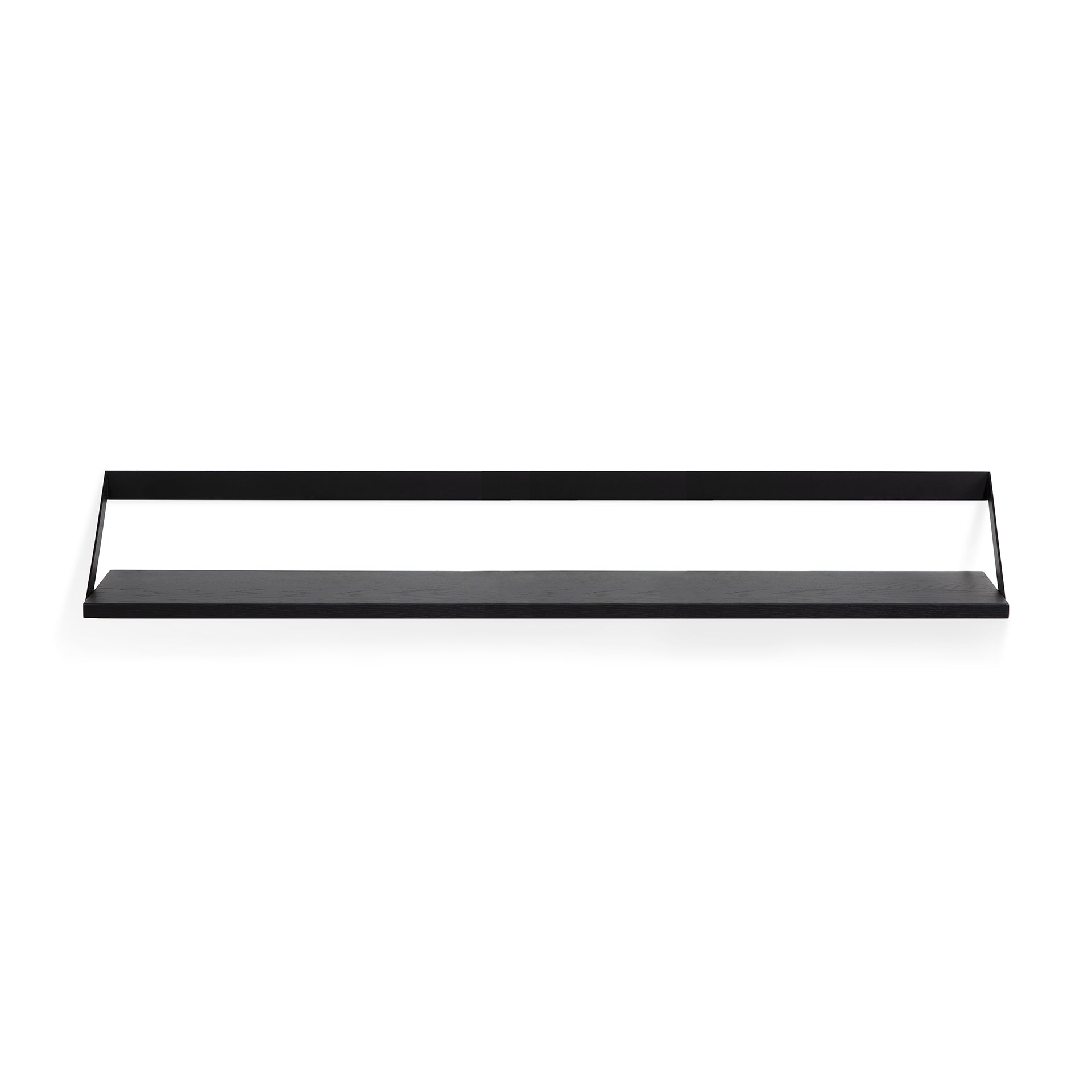 Ribbon Solid Black Oak Shelf with Black Metal, 55"