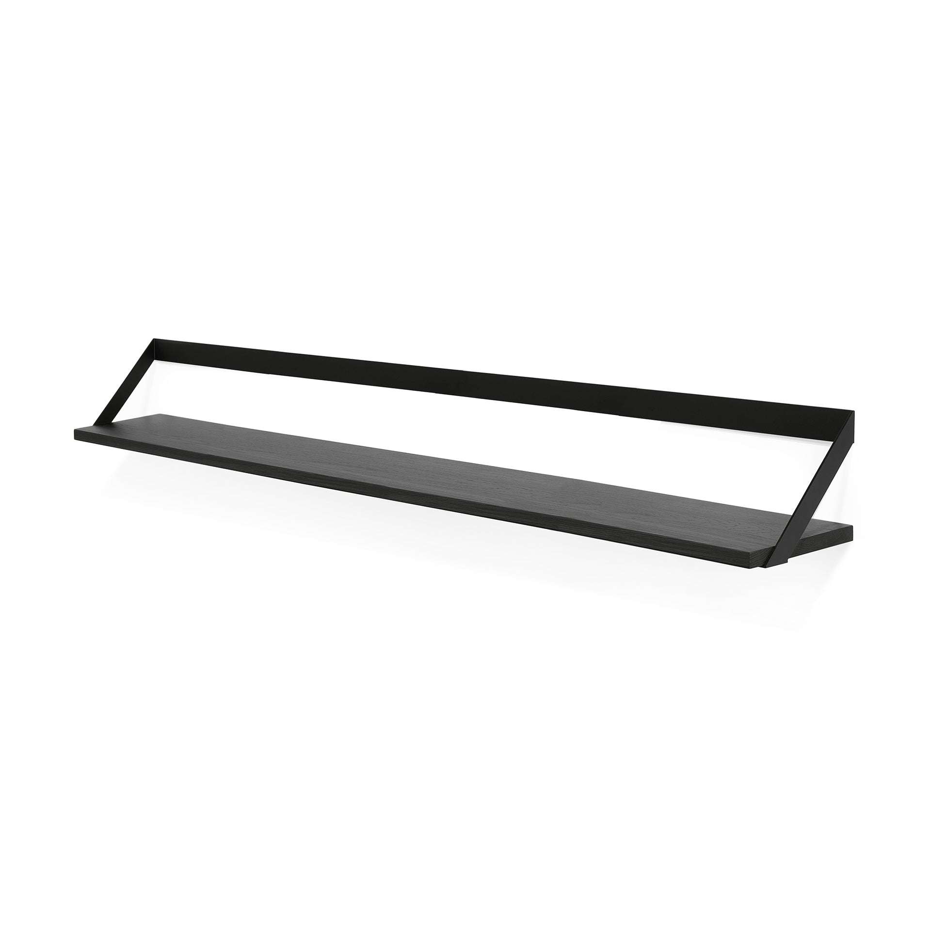 Ribbon Solid Black Oak Shelf with Black Metal, 55"