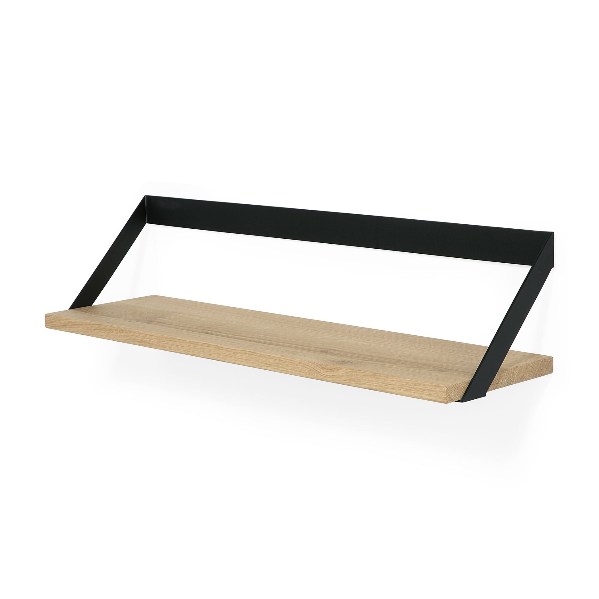 Ribbon Solid Oak Shelf with Black Metal, 27.5"