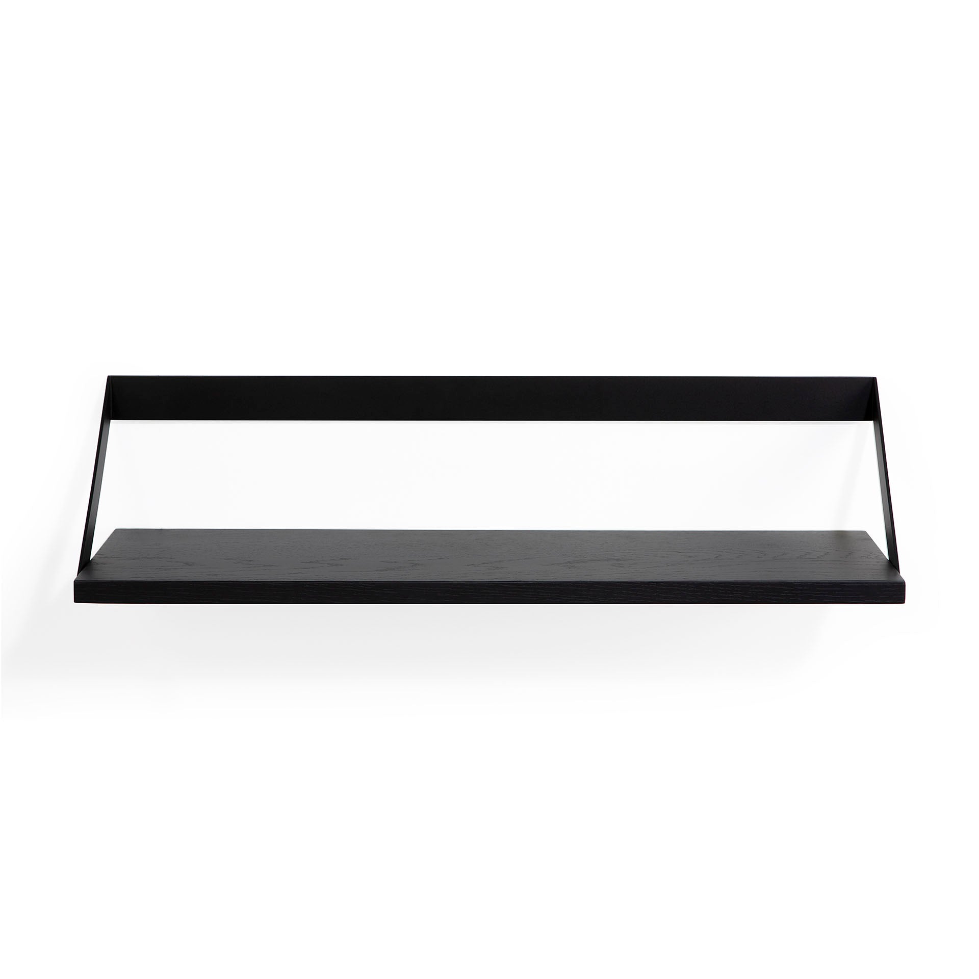Ribbon Solid Black Oak Shelf with Black Metal, 27.5"