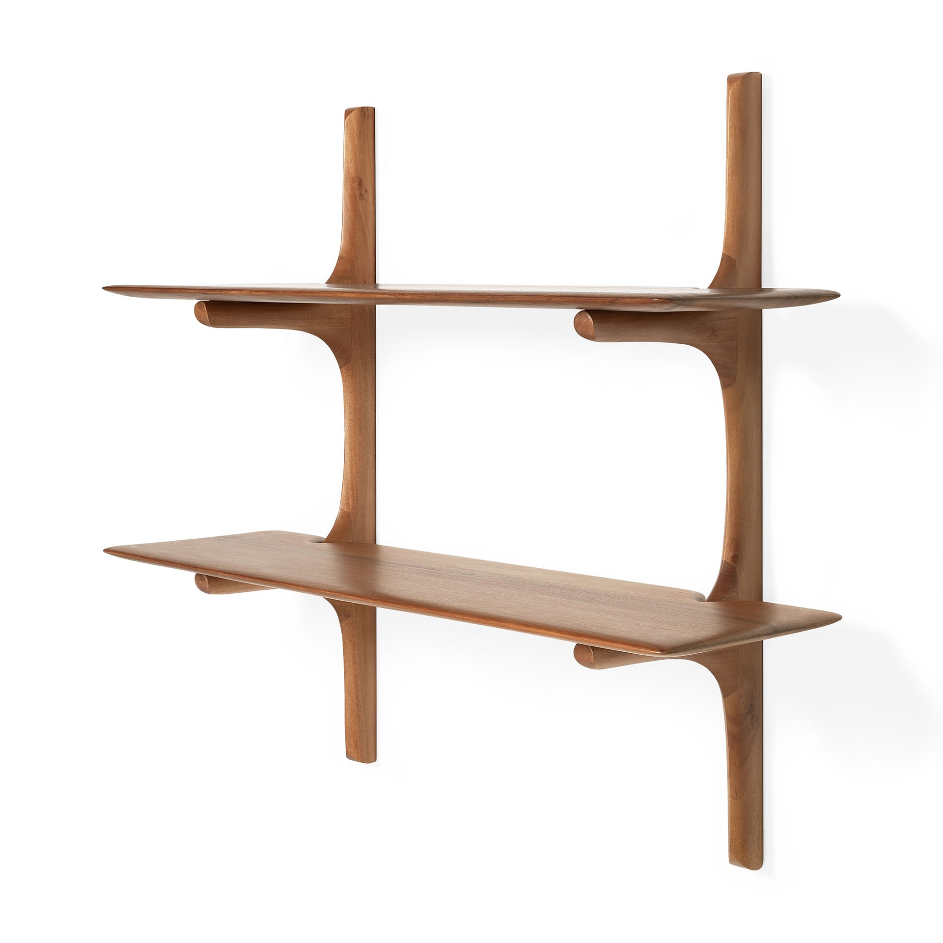 Pi Mahogany Wall Shelf, 2 Shelves