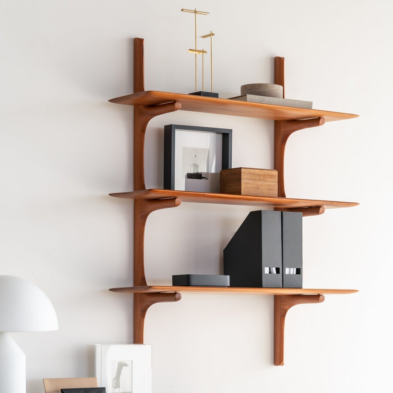 Pi Mahogany Wall Shelf, 3 Shelves