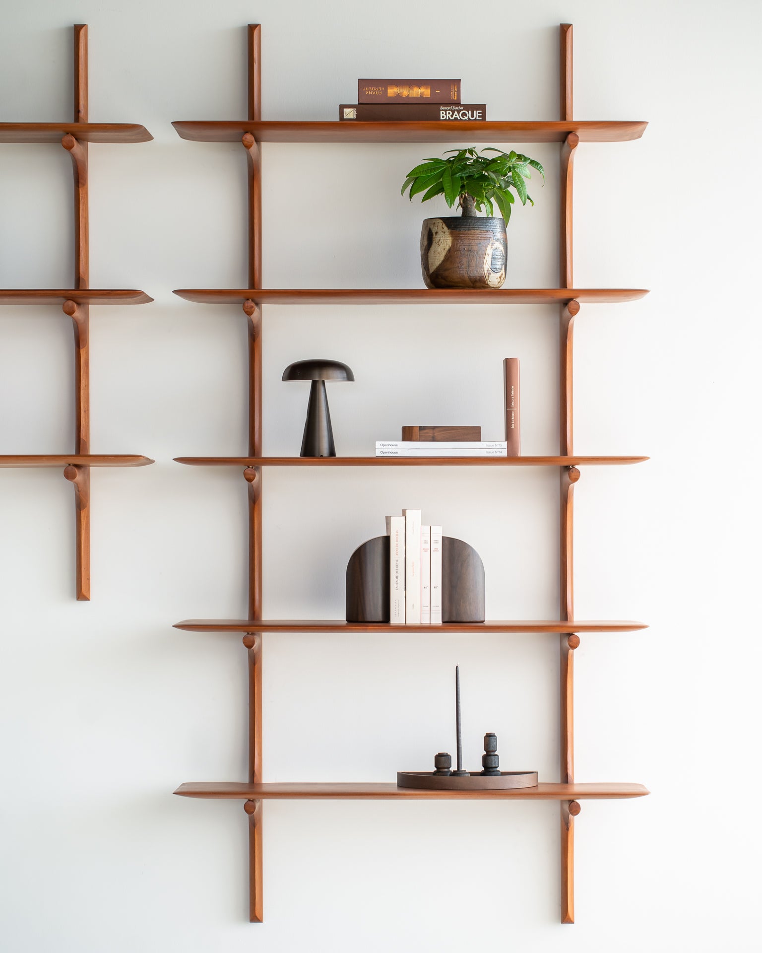 Pi Mahogany Wall Shelf, 5 Shelves