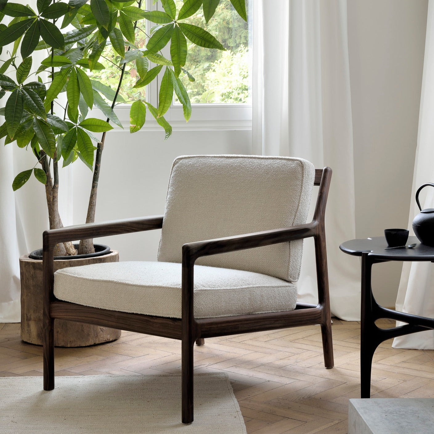 Pi Side Table, Dark Mahogany