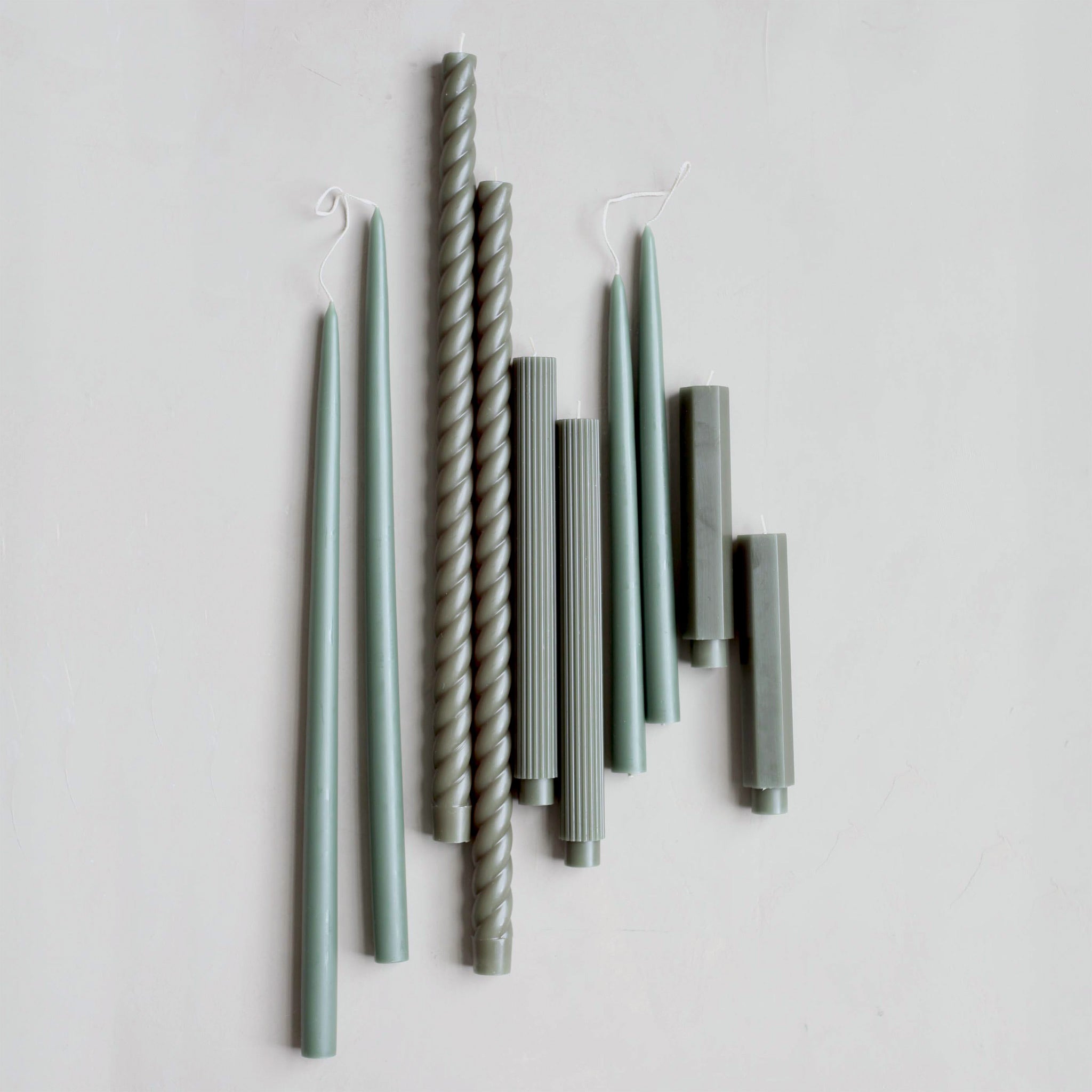 Classic Taper Candle, Set of 2, Moss