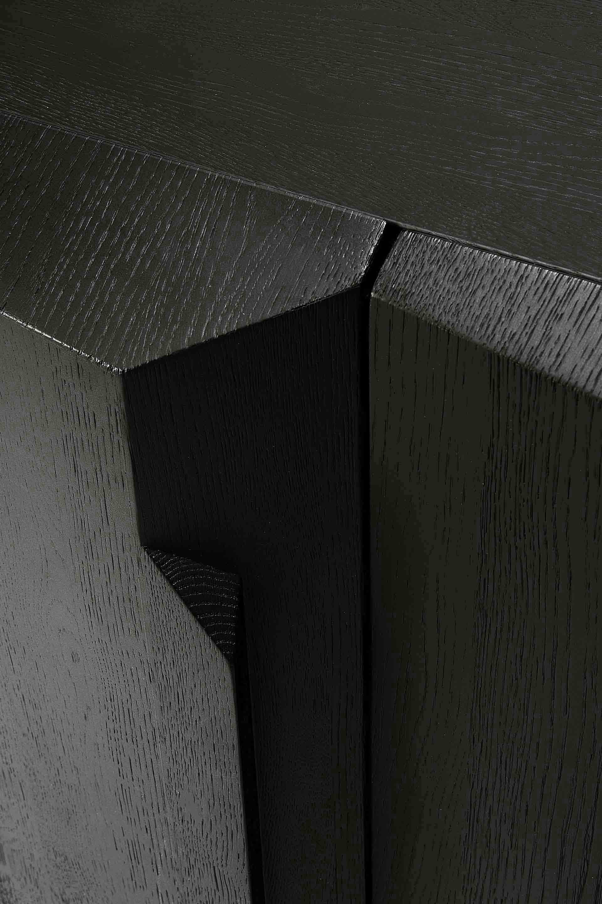 Stairs Black Oak Sideboard, 3 Doors