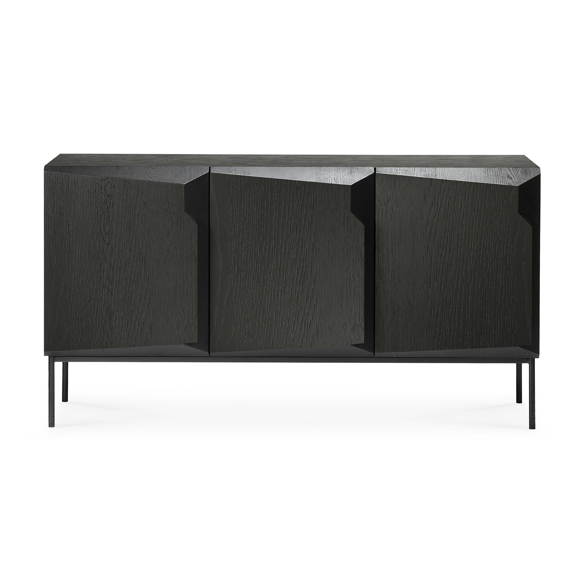 Stairs Black Oak Sideboard, 3 Doors