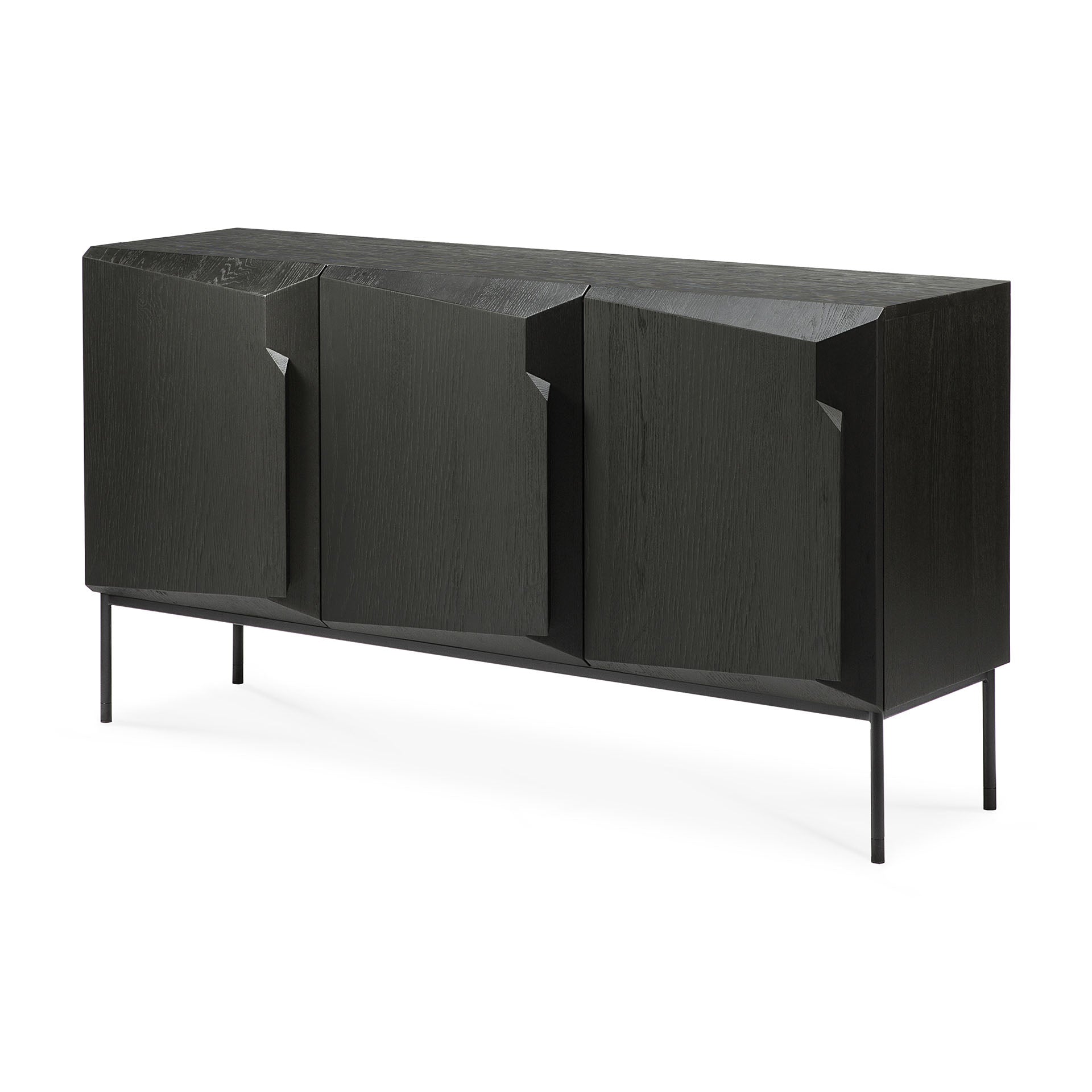 Stairs Black Oak Sideboard, 3 Doors