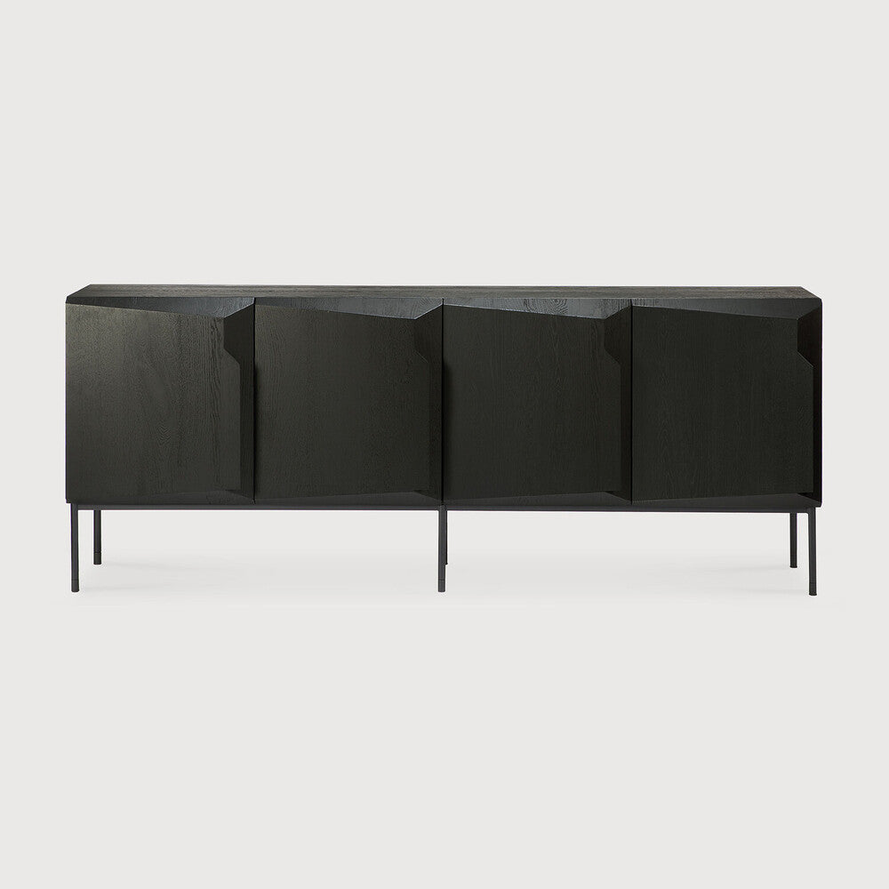 Stairs Black Oak Sideboard, 4 Doors