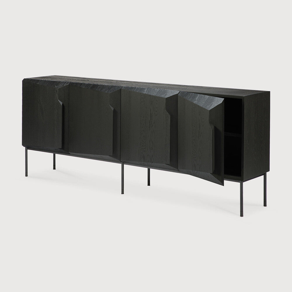 Stairs Black Oak Sideboard, 4 Doors