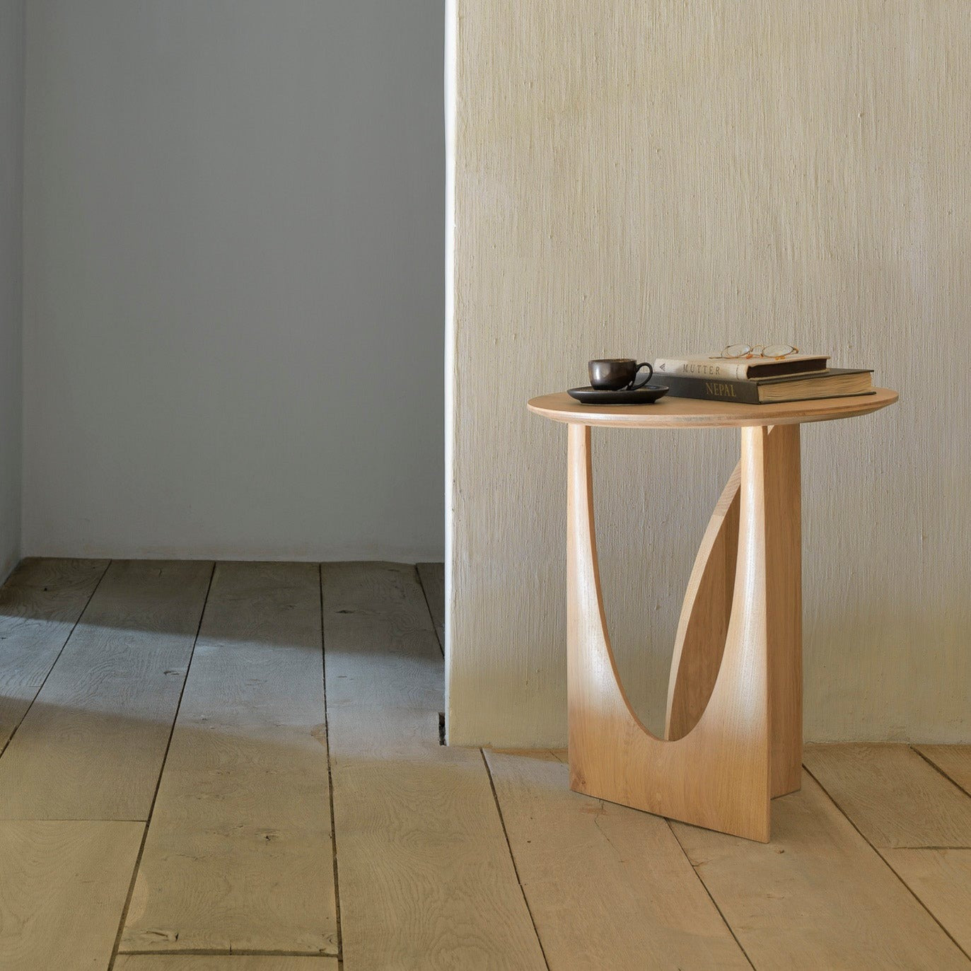 Geometric Side Table, Oak