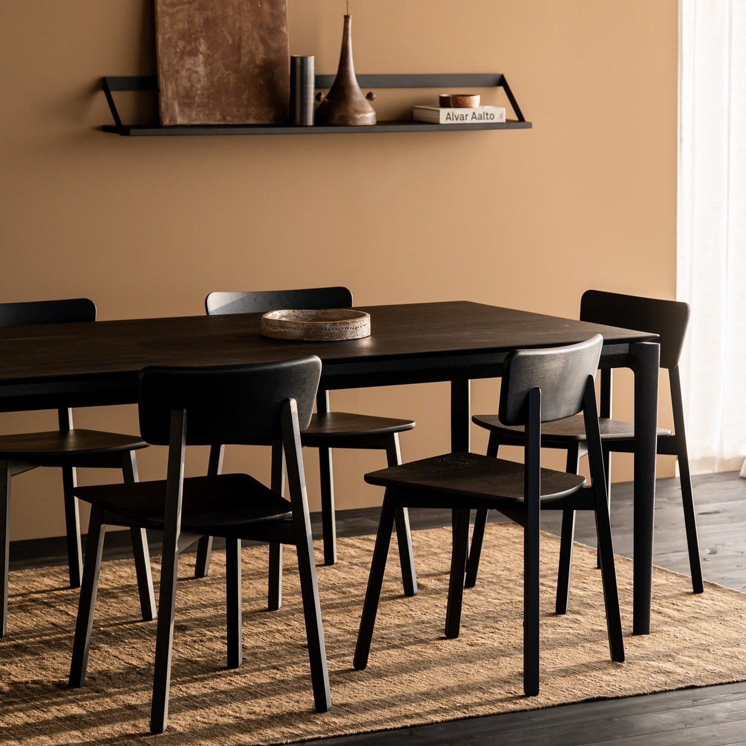 Bok Solid Black Oak Dining Table, 94.5"