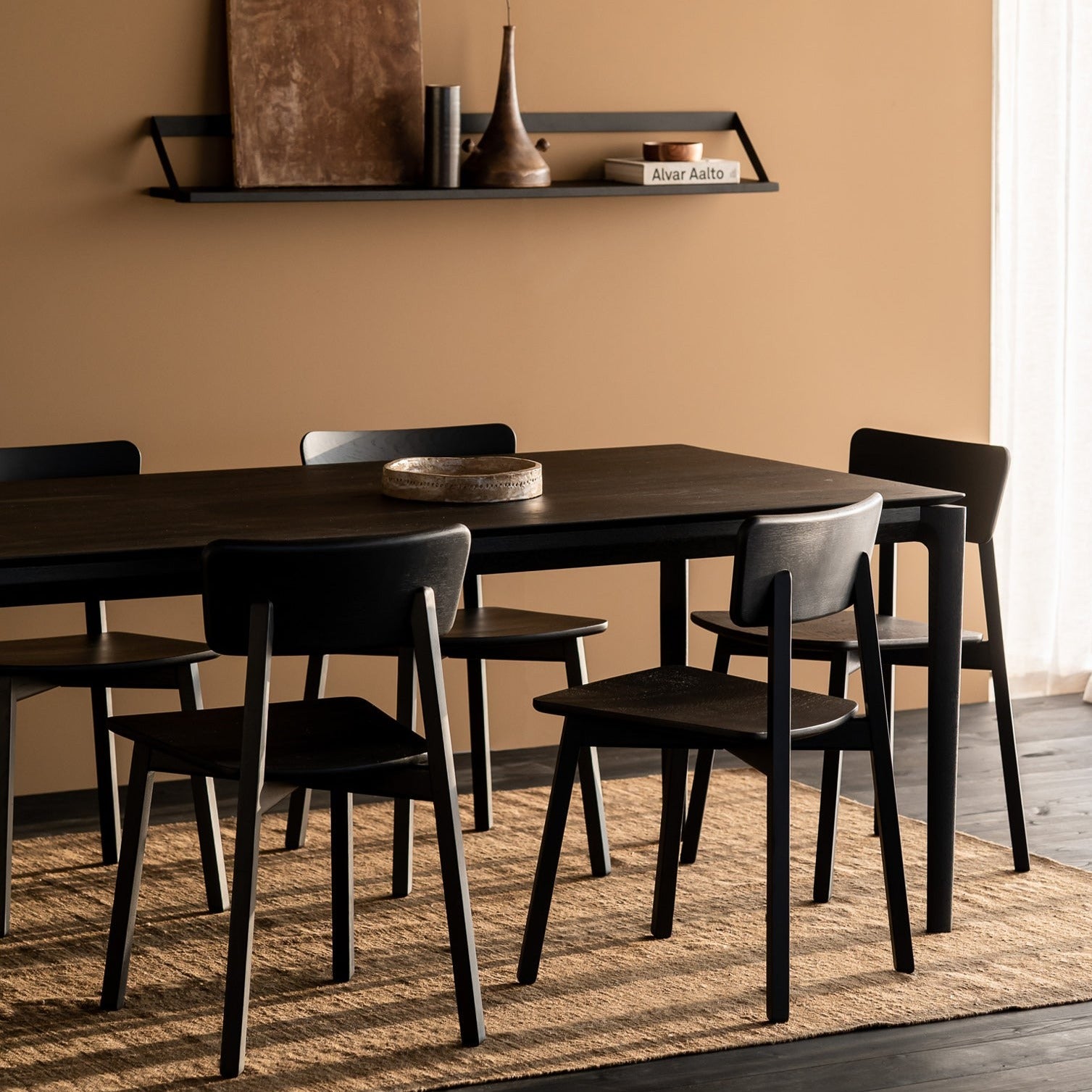 Bok Solid Black Oak Dining Table, 87"