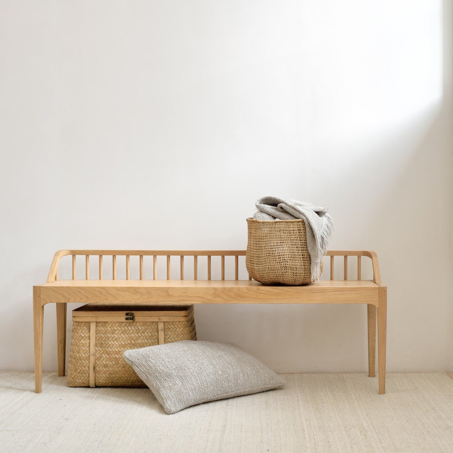 Spindle Solid Oak Bench