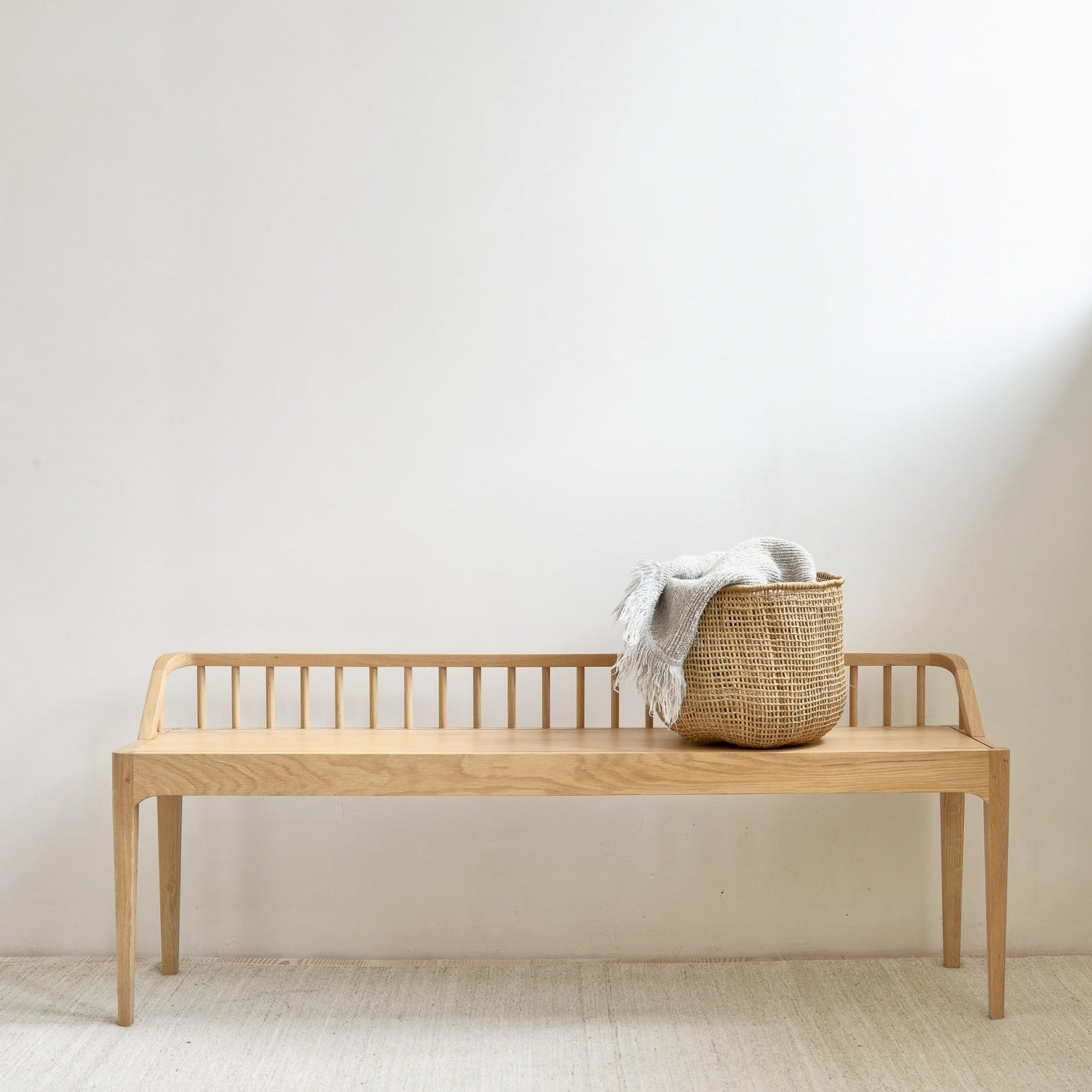 Spindle Solid Oak Bench