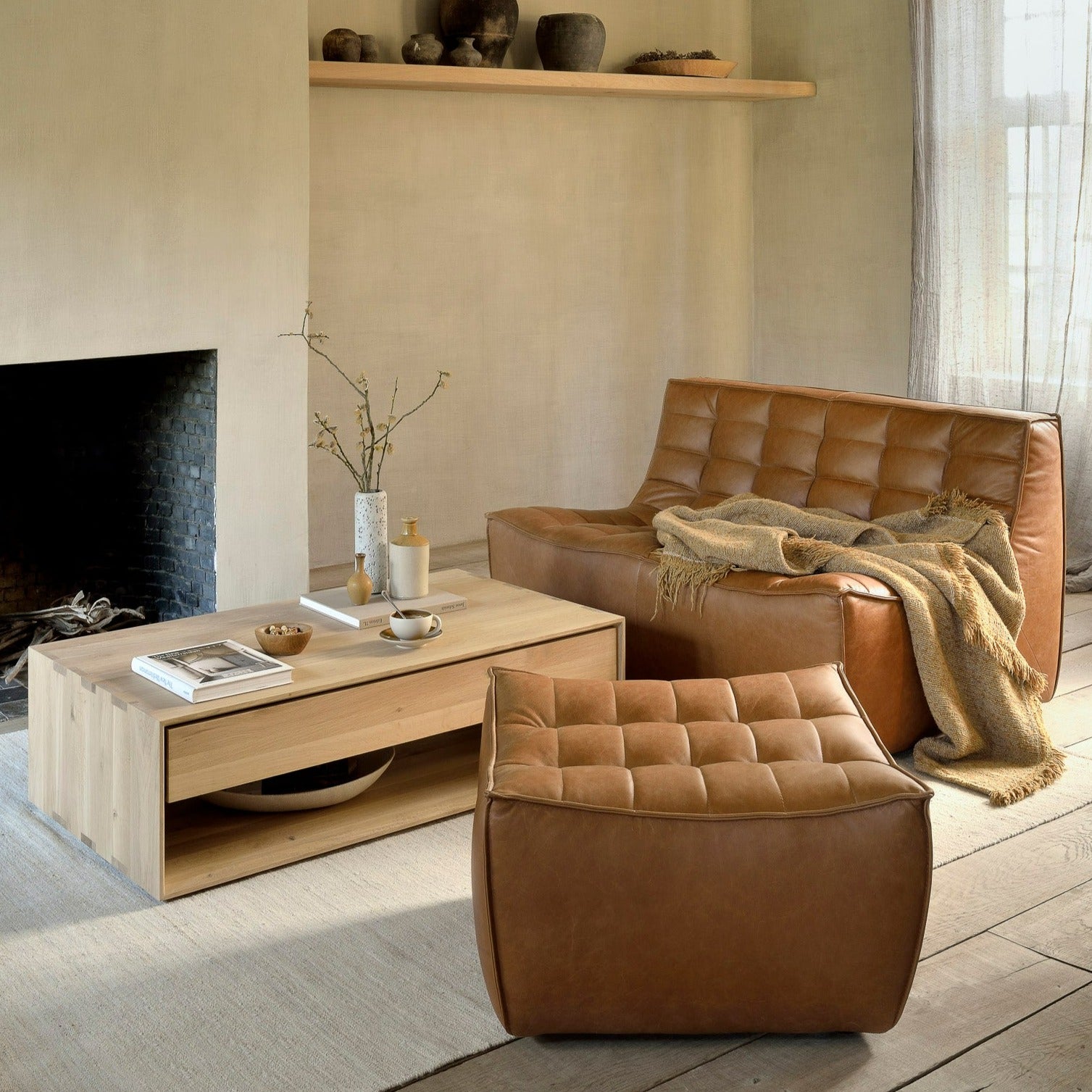 N701 Footstool, Old Saddle Leather