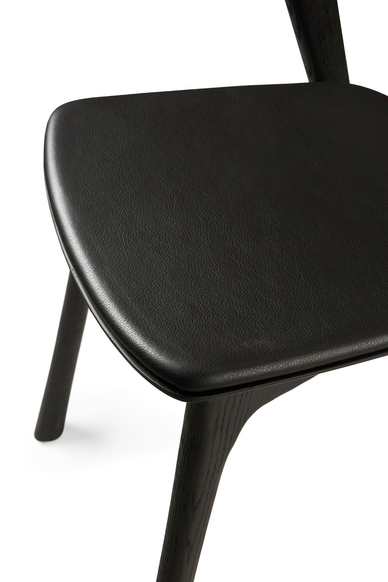 Bok Solid Black Oak Dining Chair with Black Leather Cushion