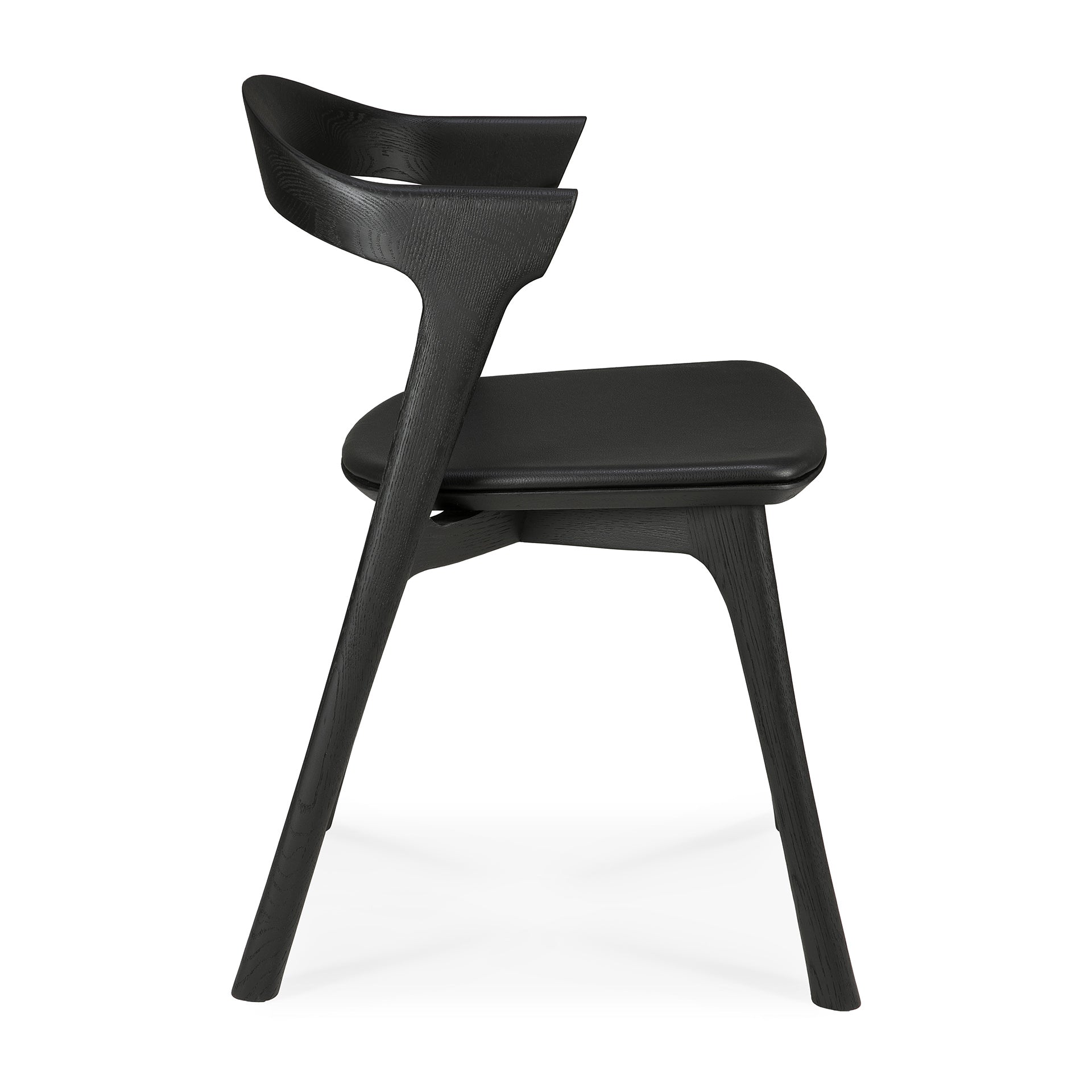 Bok Solid Black Oak Dining Chair with Black Leather Cushion