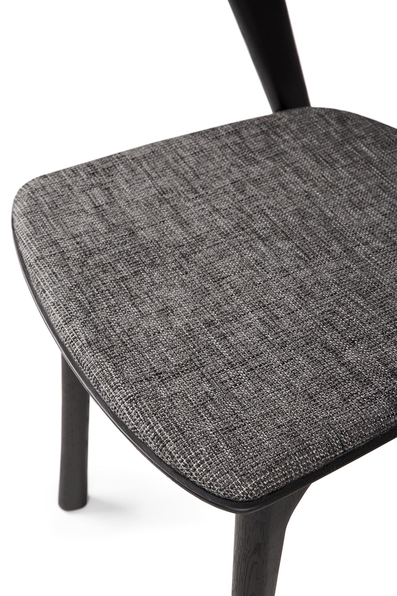 Bok Solid Black Oak Dining Chair with Grey Fabric Cushion