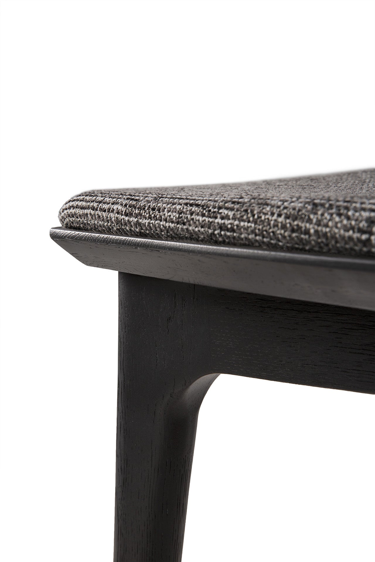 Bok Solid Black Oak Dining Chair with Grey Fabric Cushion