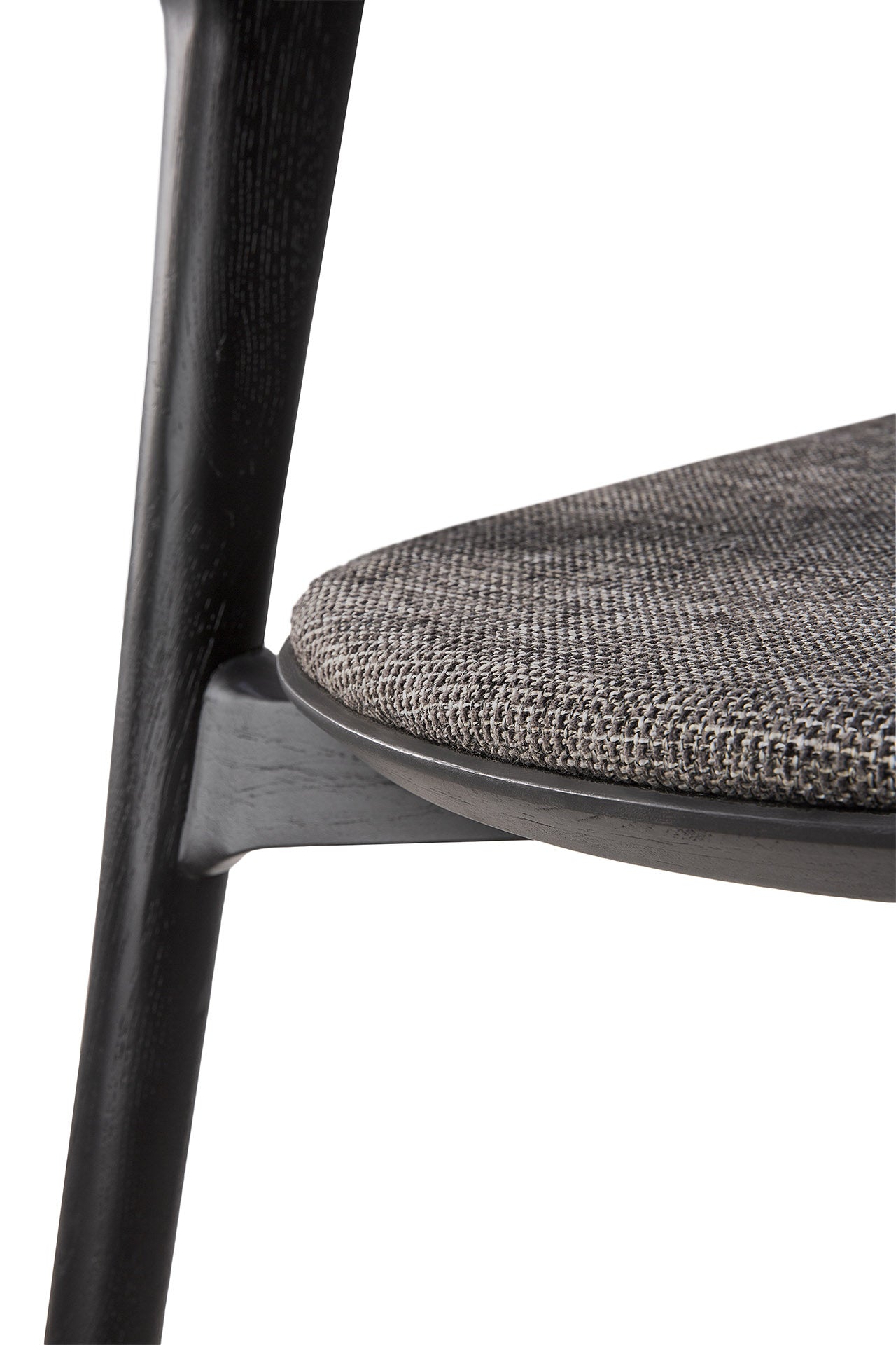 Bok Solid Black Oak Dining Chair with Grey Fabric Cushion