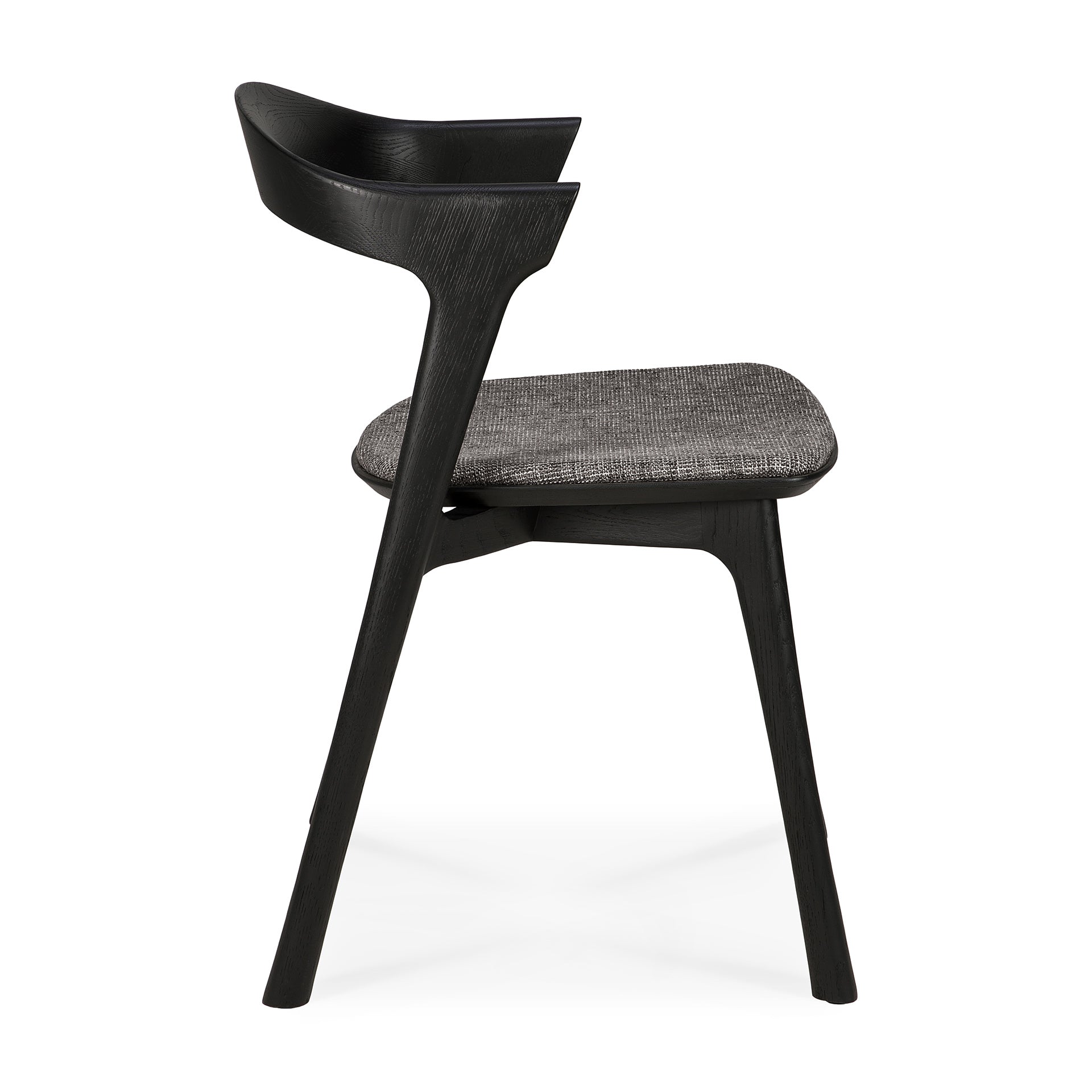 Bok Solid Black Oak Dining Chair with Grey Fabric Cushion