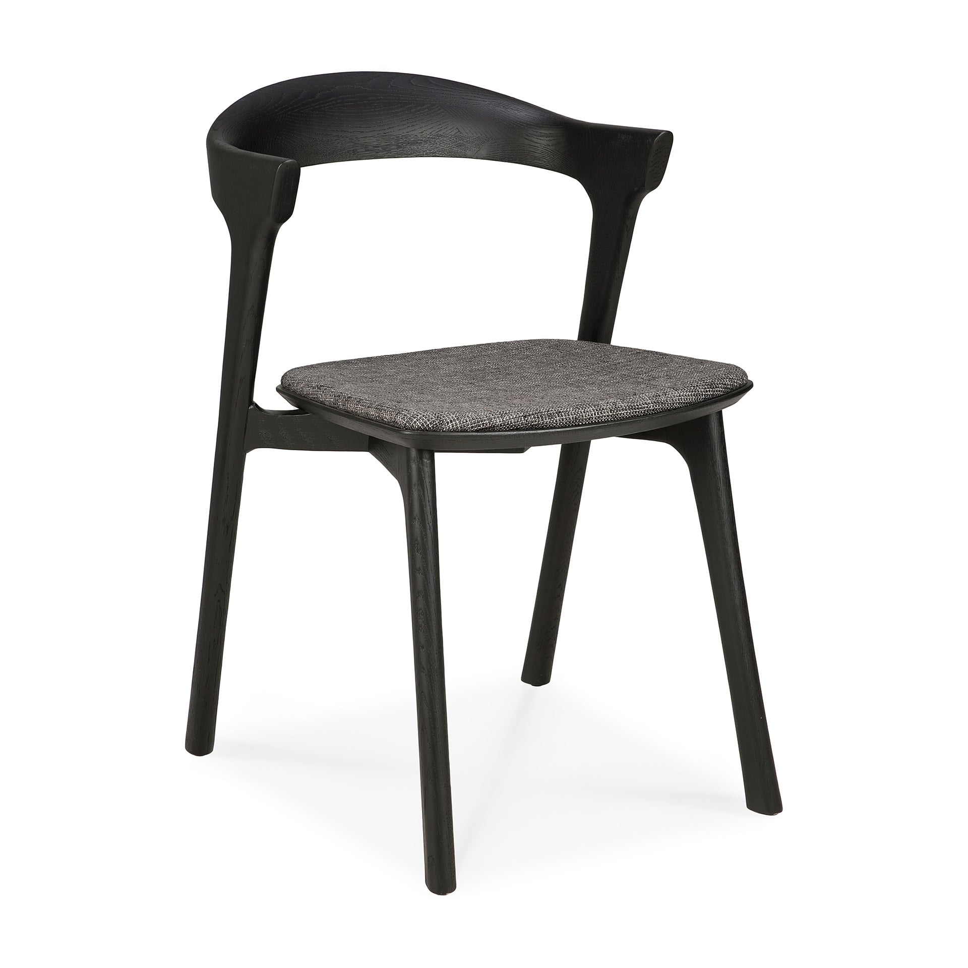 Bok Solid Black Oak Dining Chair with Grey Fabric Cushion