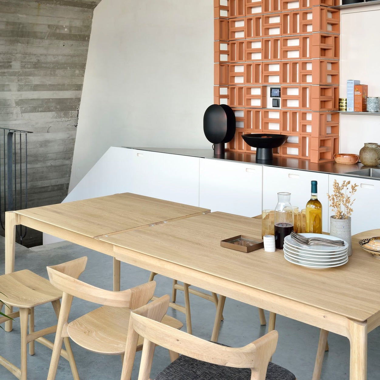 Bok Solid Oak Extendable Dining Table, 63"/ 94"