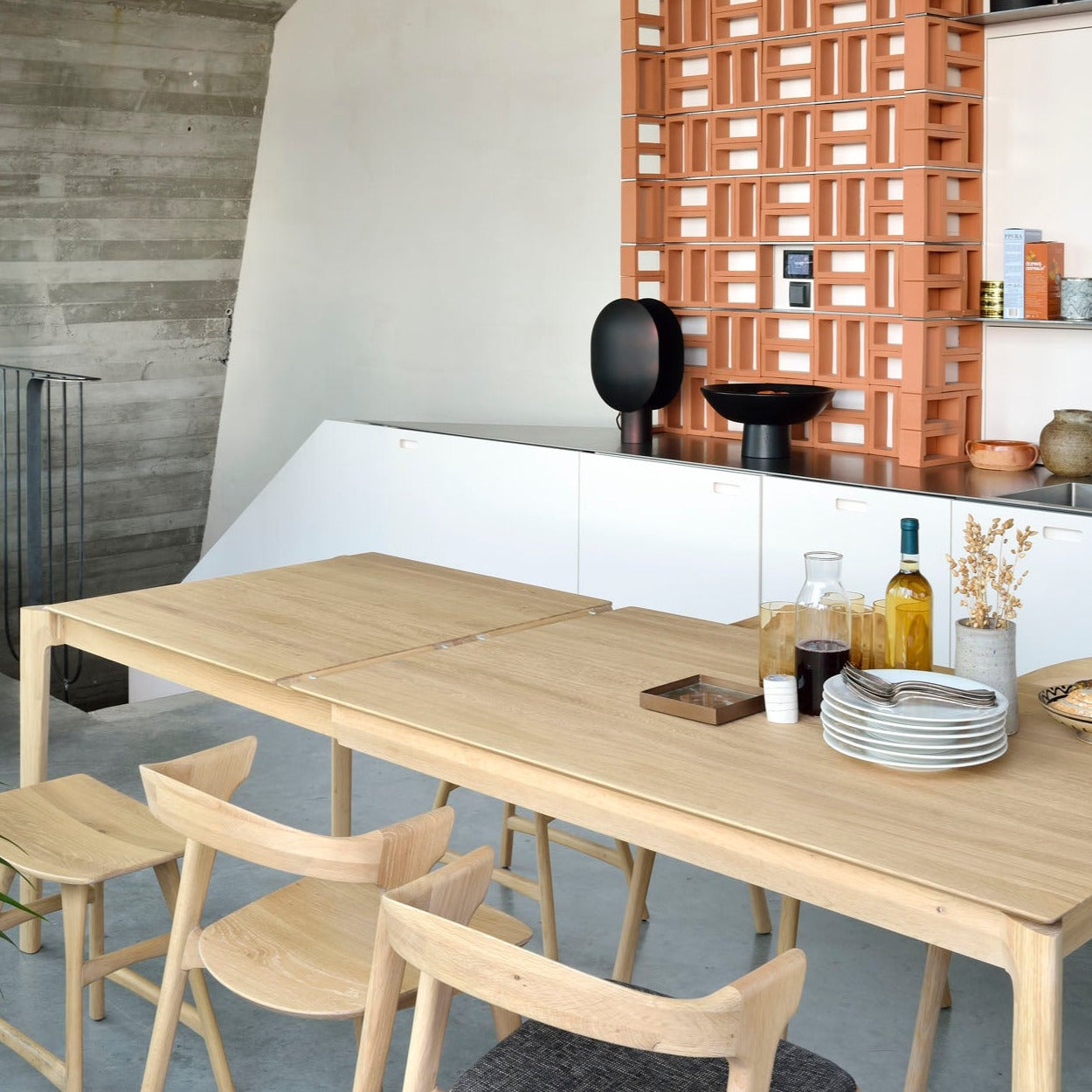 Bok Solid Oak Extendable Dining Table, 71"/ 110"