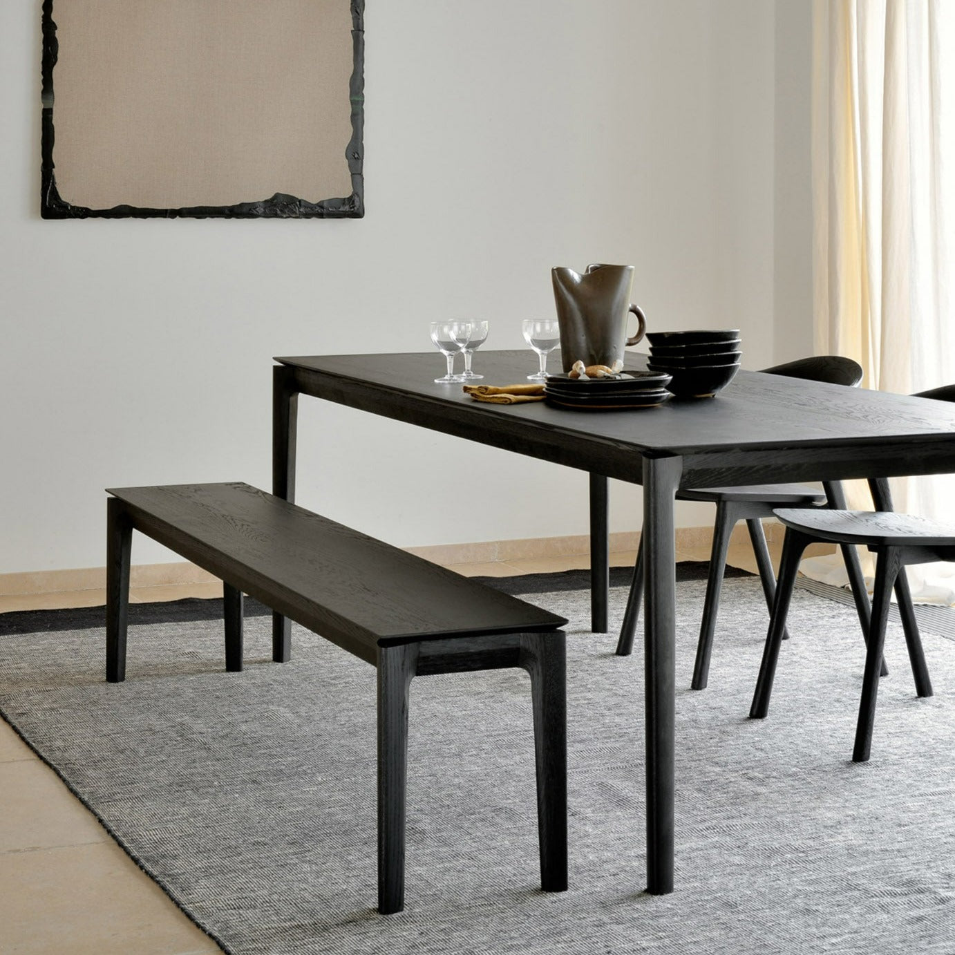 Bok Solid Black Oak Bench, 73"