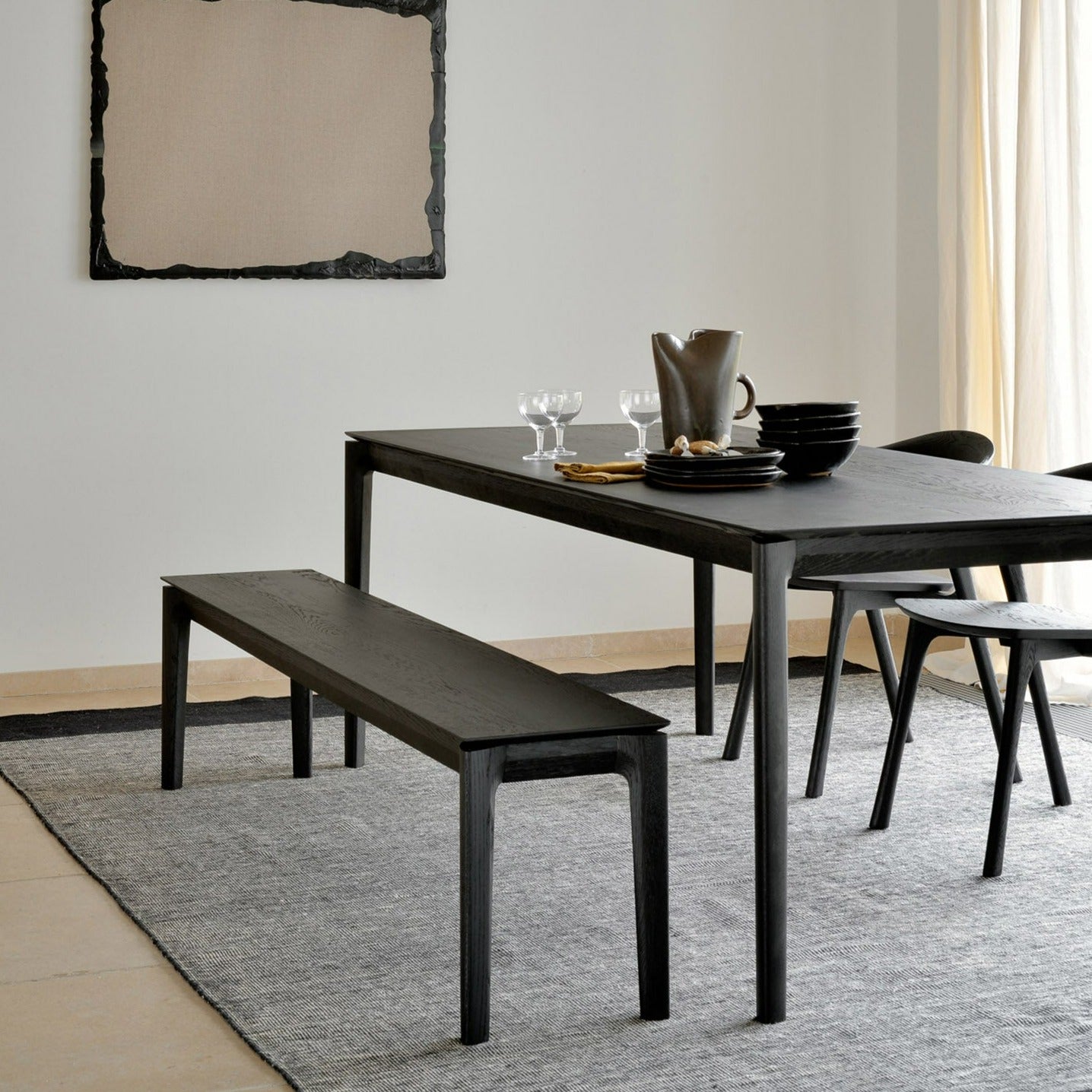 Bok Solid Black Oak Bench, 58"