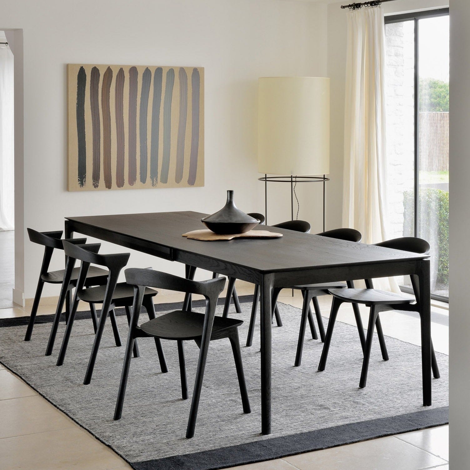 Bok Solid Black Oak Extendable Dining Table, 71"/ 110"