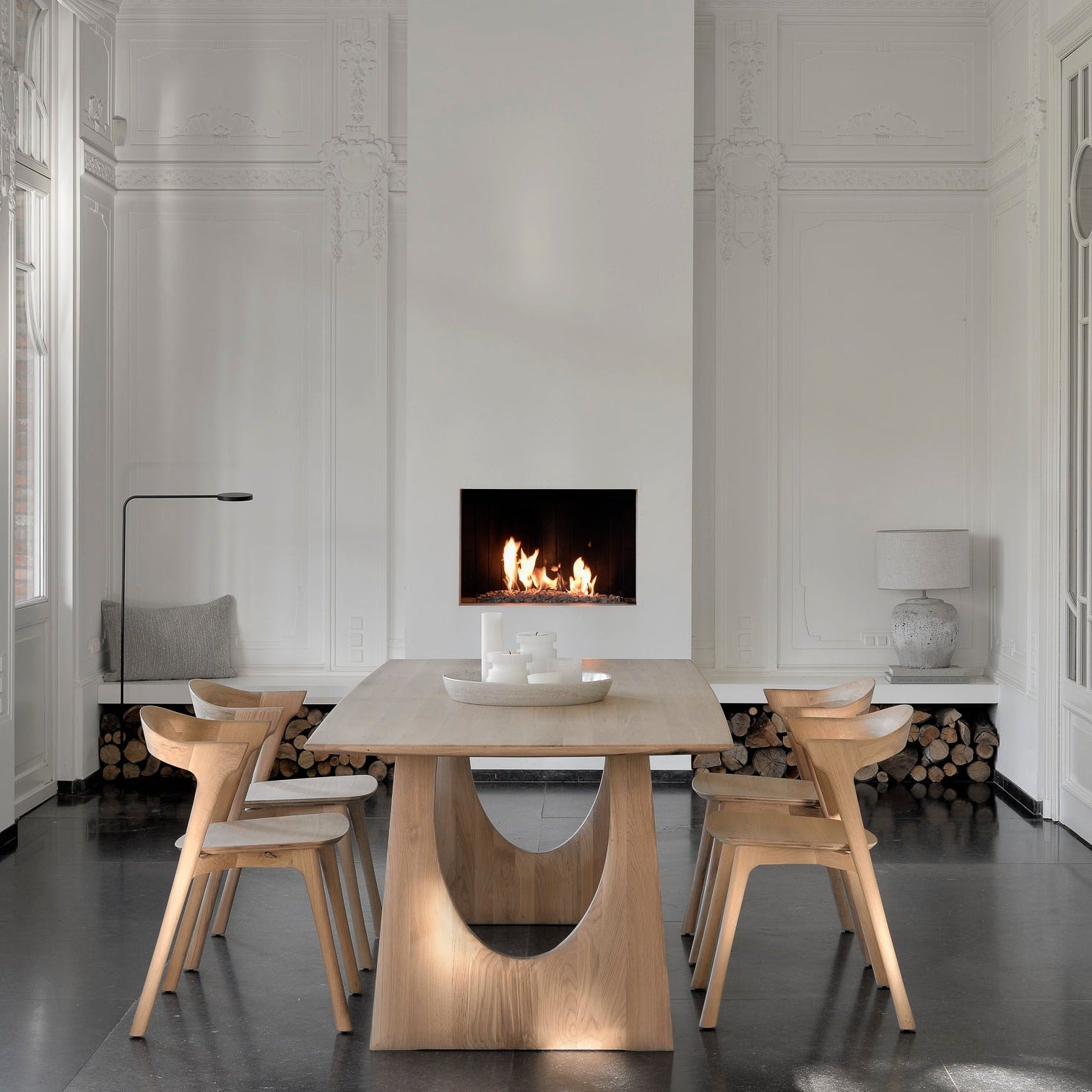 Geometric Oak Dining Table, 87"